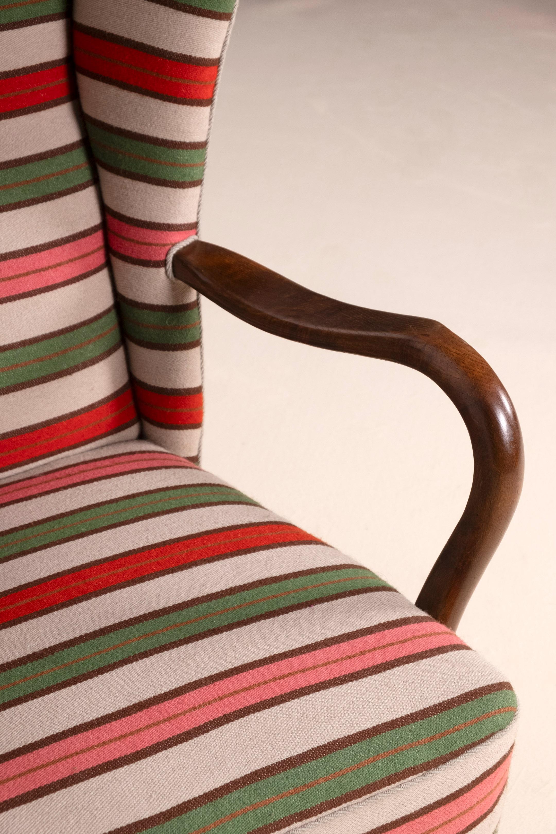 Scandinavian Modern 1940s Wingback Chair by Danish Furniture Maker For Sale