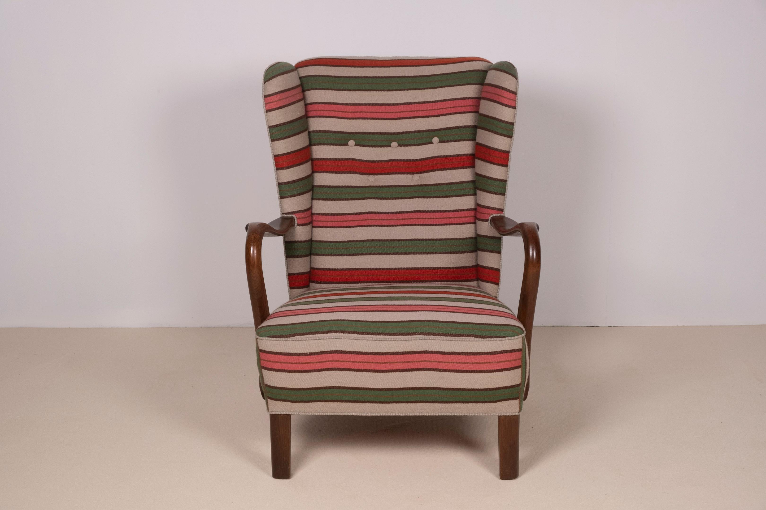 Mid-20th Century 1940s Wingback Chair by Danish Furniture Maker For Sale