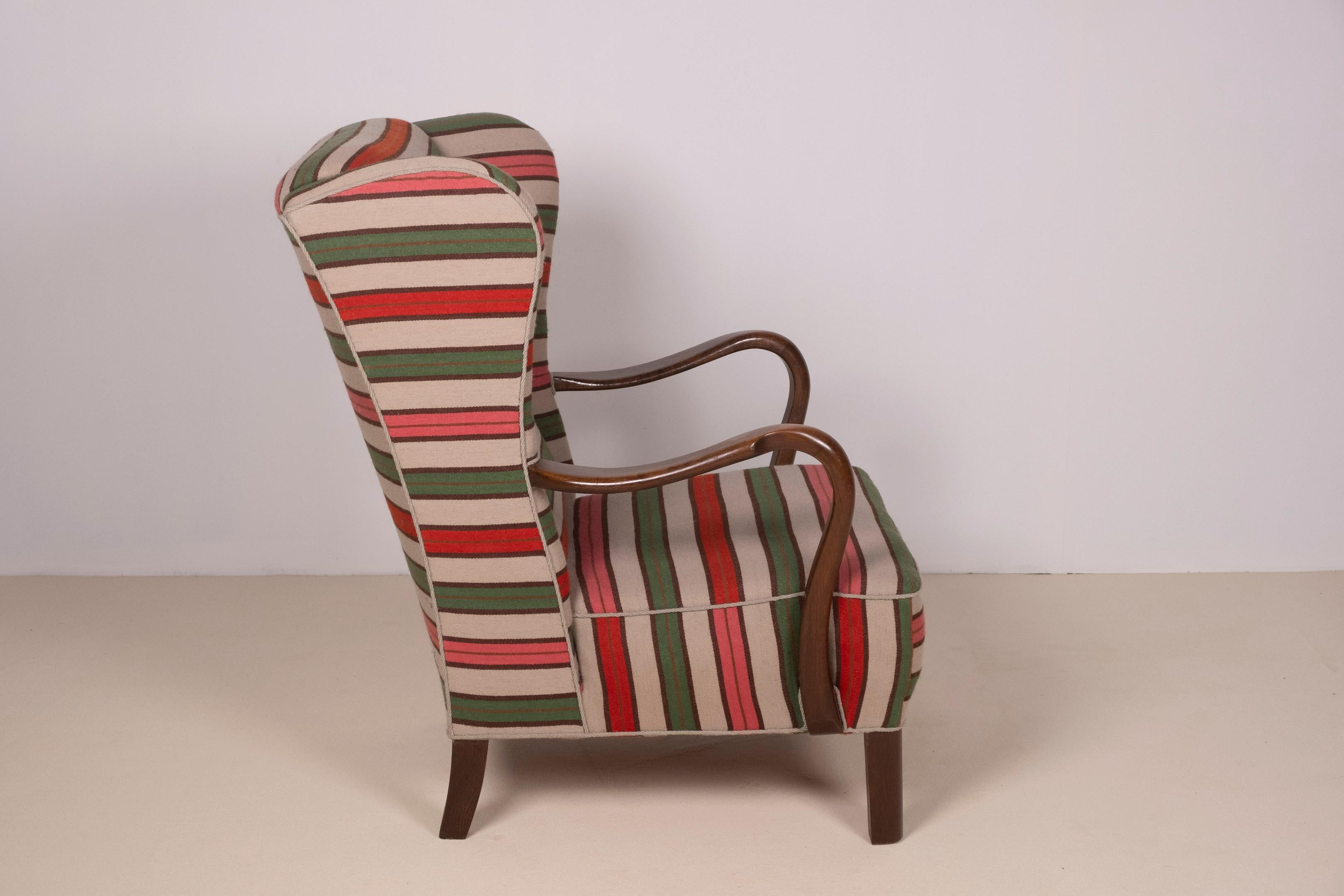 1940s Wingback Chair by Danish Furniture Maker For Sale 1