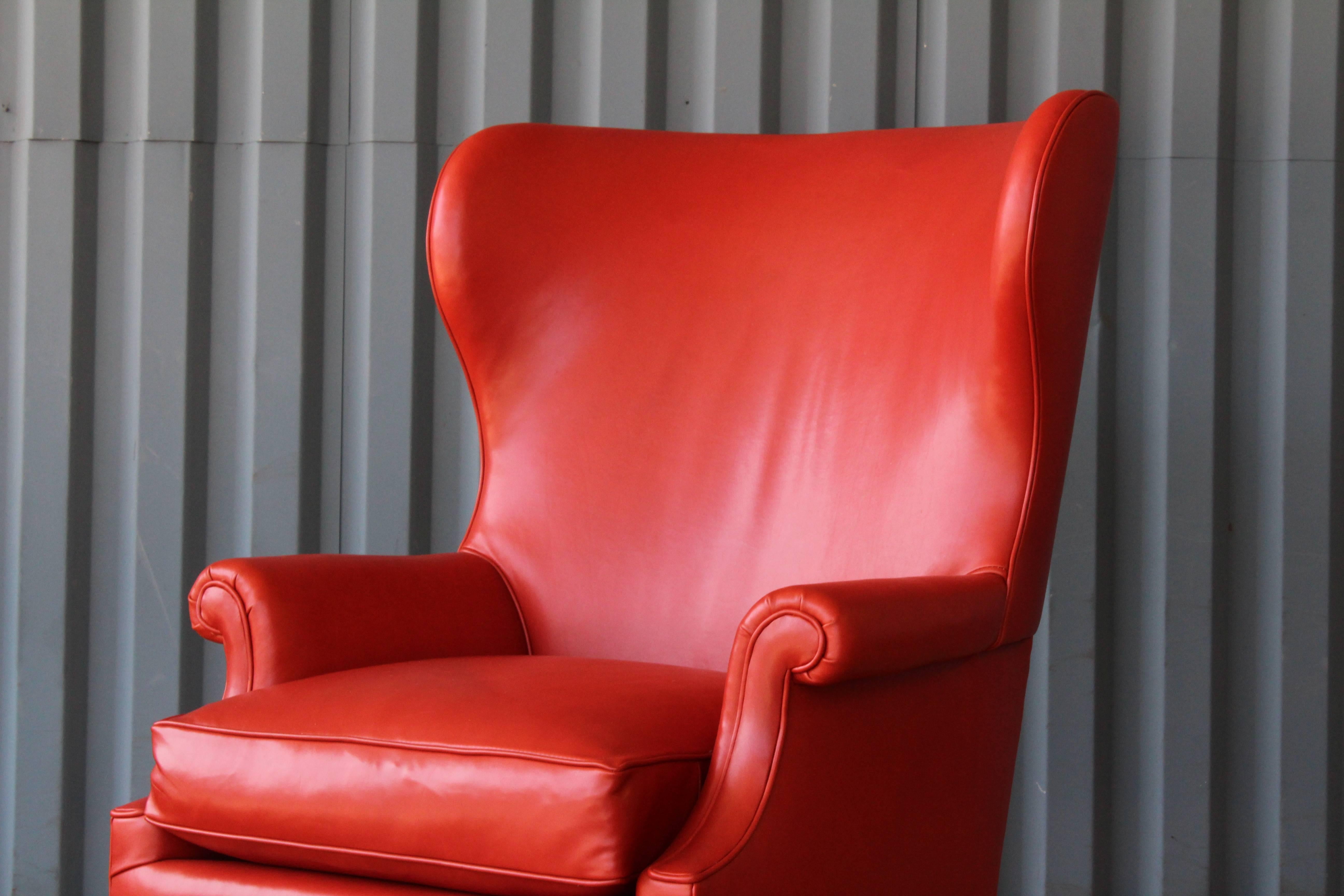 1940s Wingback Leather Armchair 4