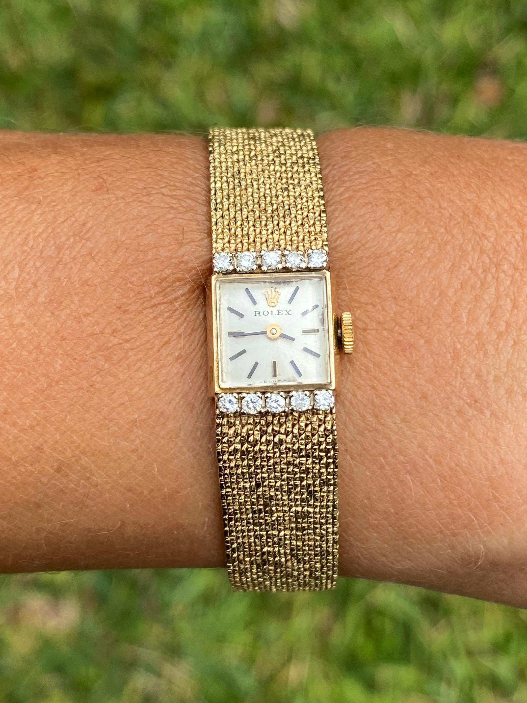 Retro 1940's Women's 14k Yellow Gold and Diamond Rolex Wristwatch Antique Rolex