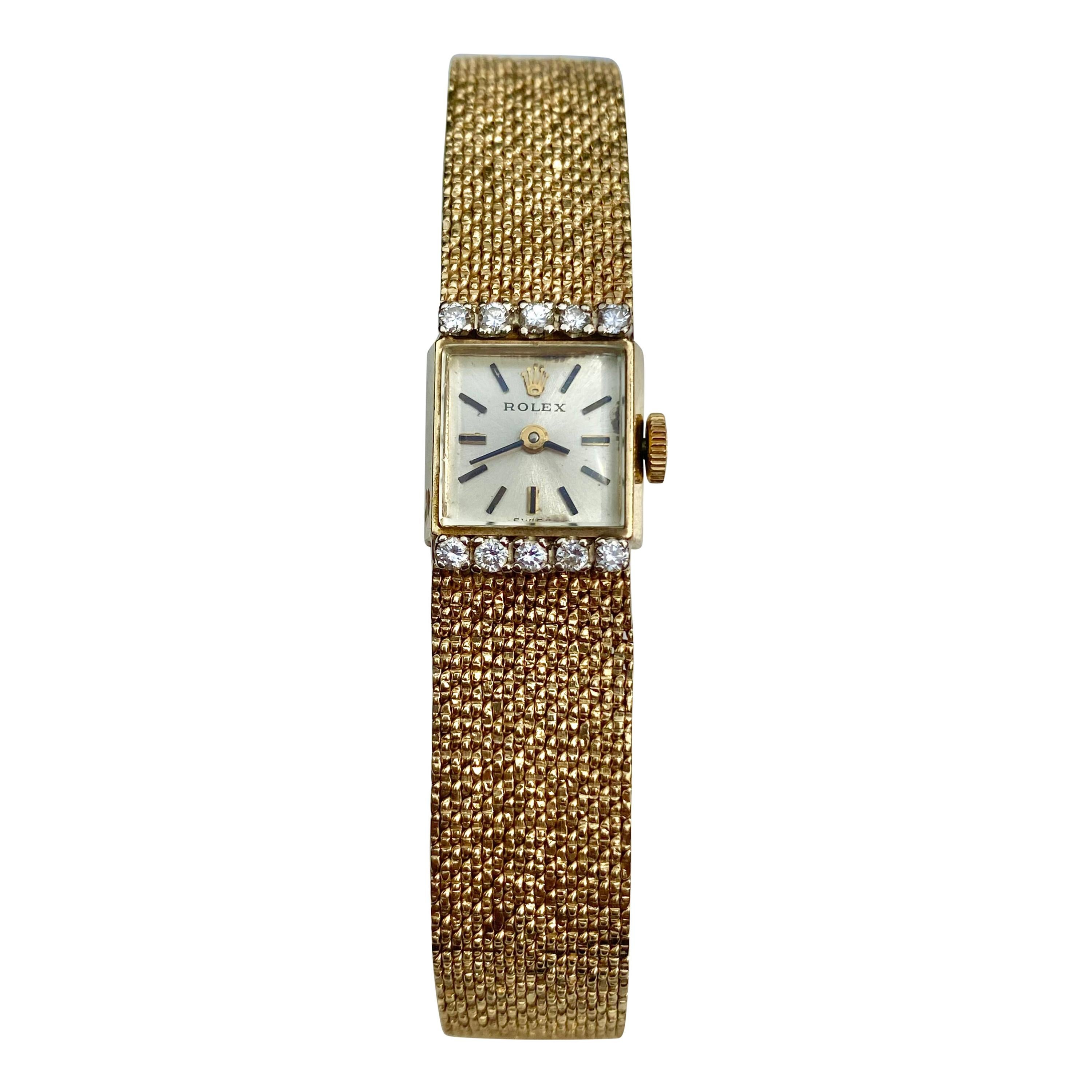 1940's Women's 14k Yellow Gold and Diamond Rolex Wristwatch Antique Rolex
