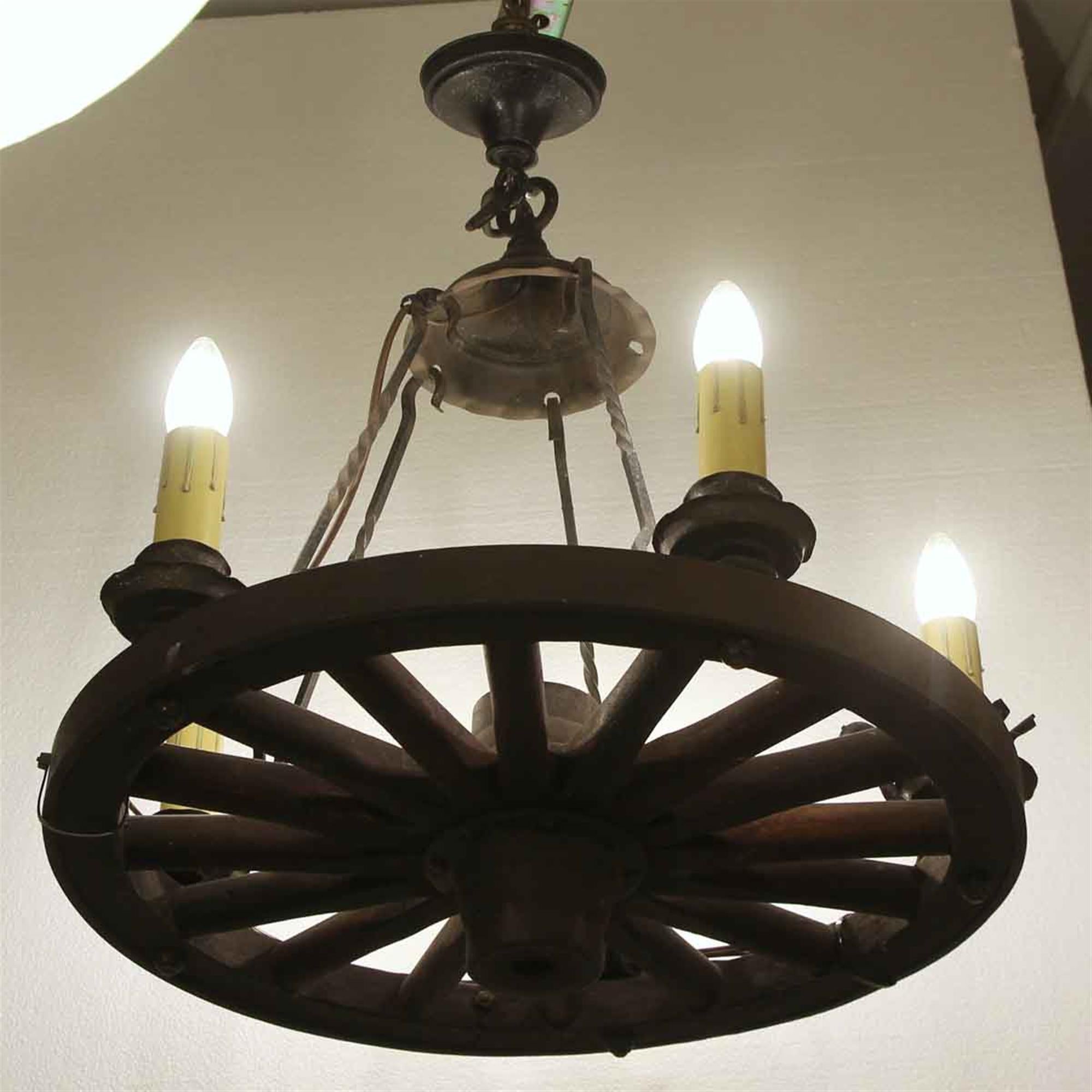 wagon wheel chandelier with shades