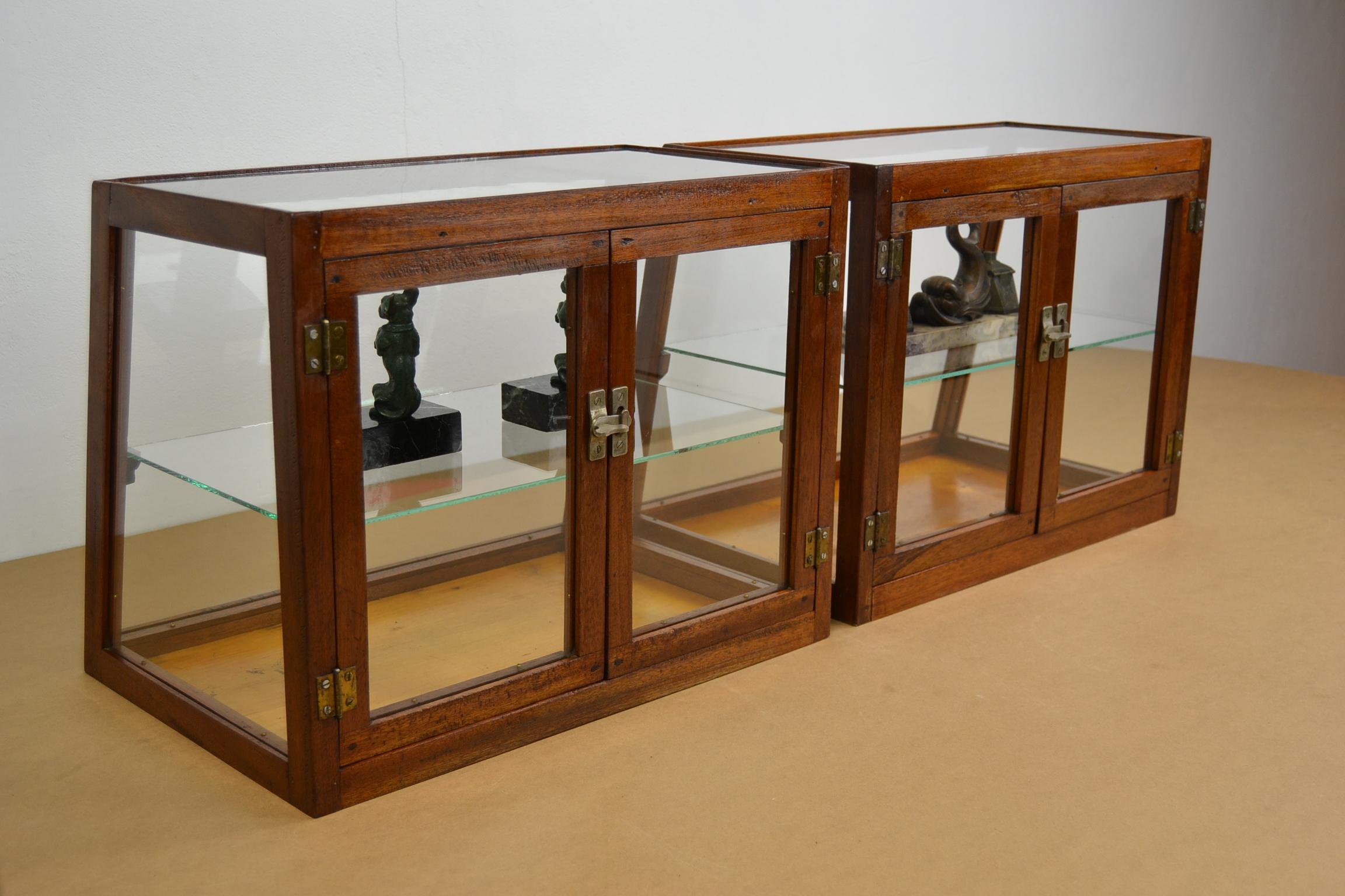 Art Deco 1940s Wooden Counter, Top Display, Showcase, 2 Pieces, Europe