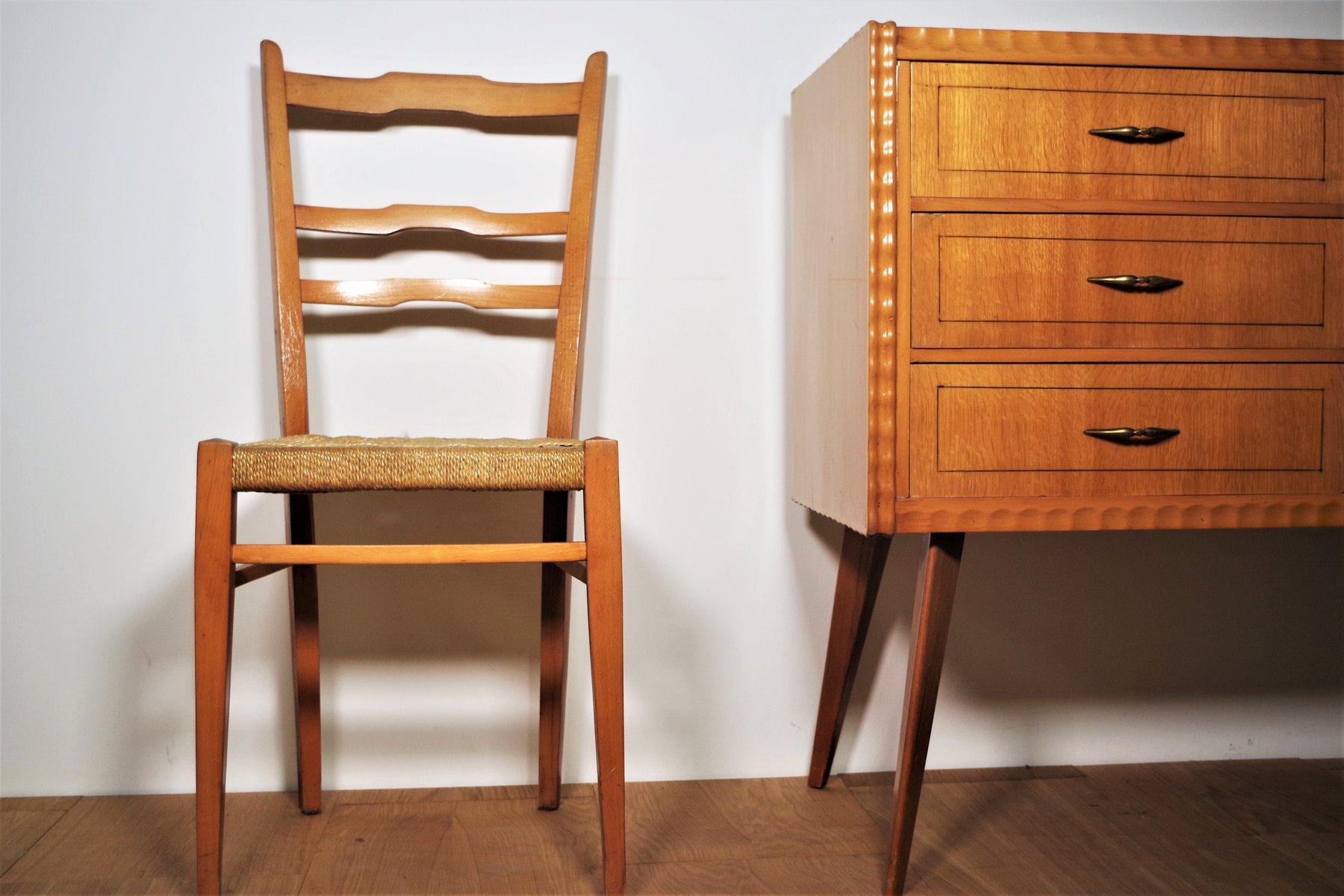 esszimmergarnitur aus Holz aus den 1940er Jahren - Tisch, Stühle und Anrichten (9er-Set) im Angebot 8