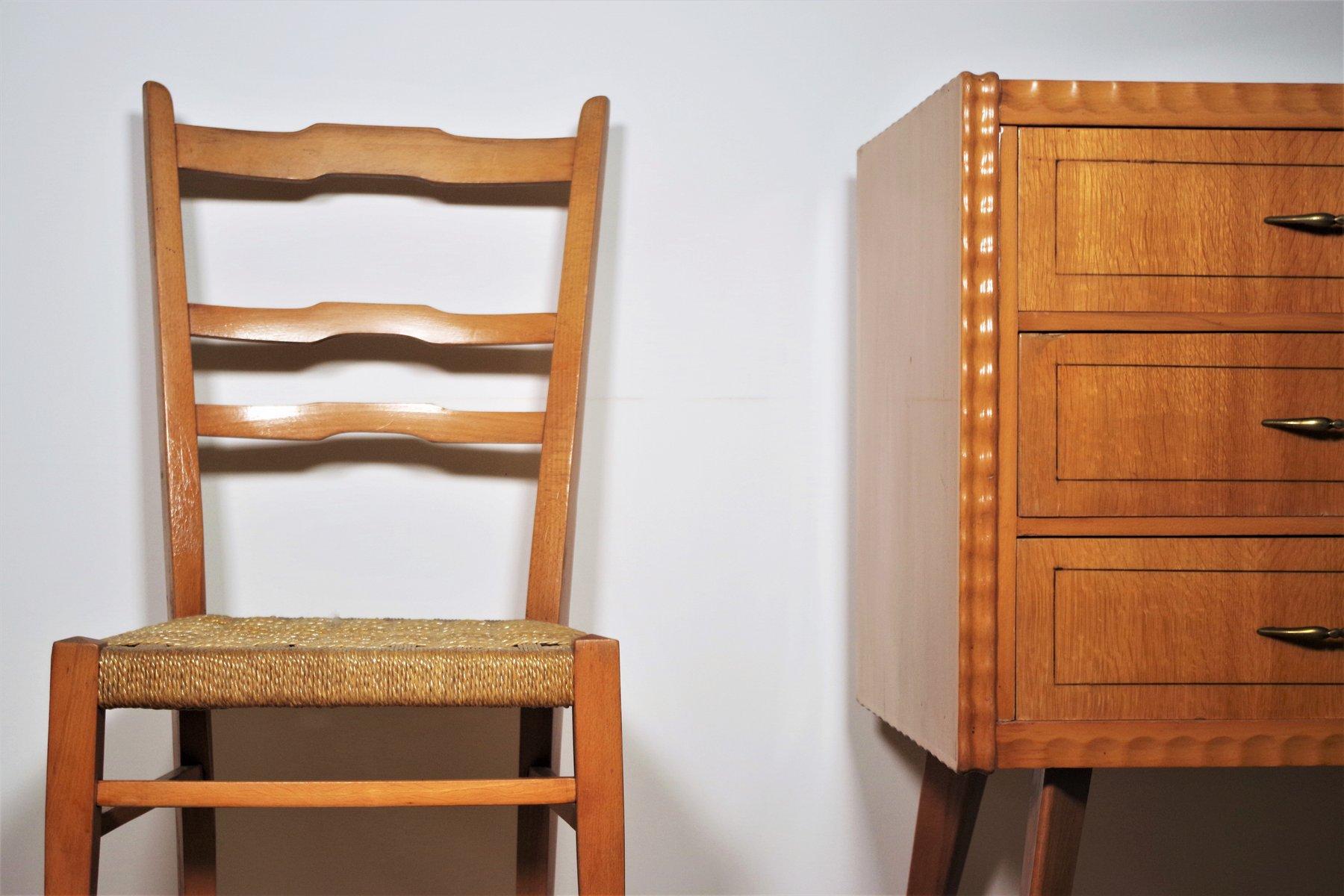 esszimmergarnitur aus Holz aus den 1940er Jahren - Tisch, Stühle und Anrichten (9er-Set) im Angebot 9