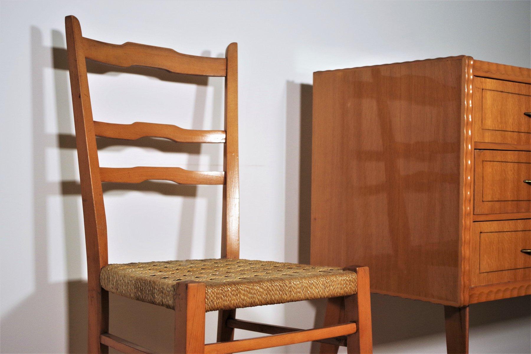esszimmergarnitur aus Holz aus den 1940er Jahren - Tisch, Stühle und Anrichten (9er-Set) im Angebot 10