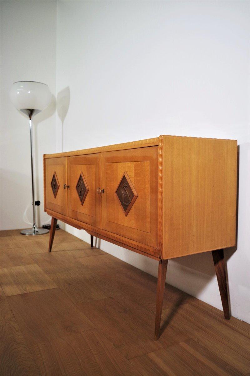 esszimmergarnitur aus Holz aus den 1940er Jahren - Tisch, Stühle und Anrichten (9er-Set) (Mid-20th Century) im Angebot