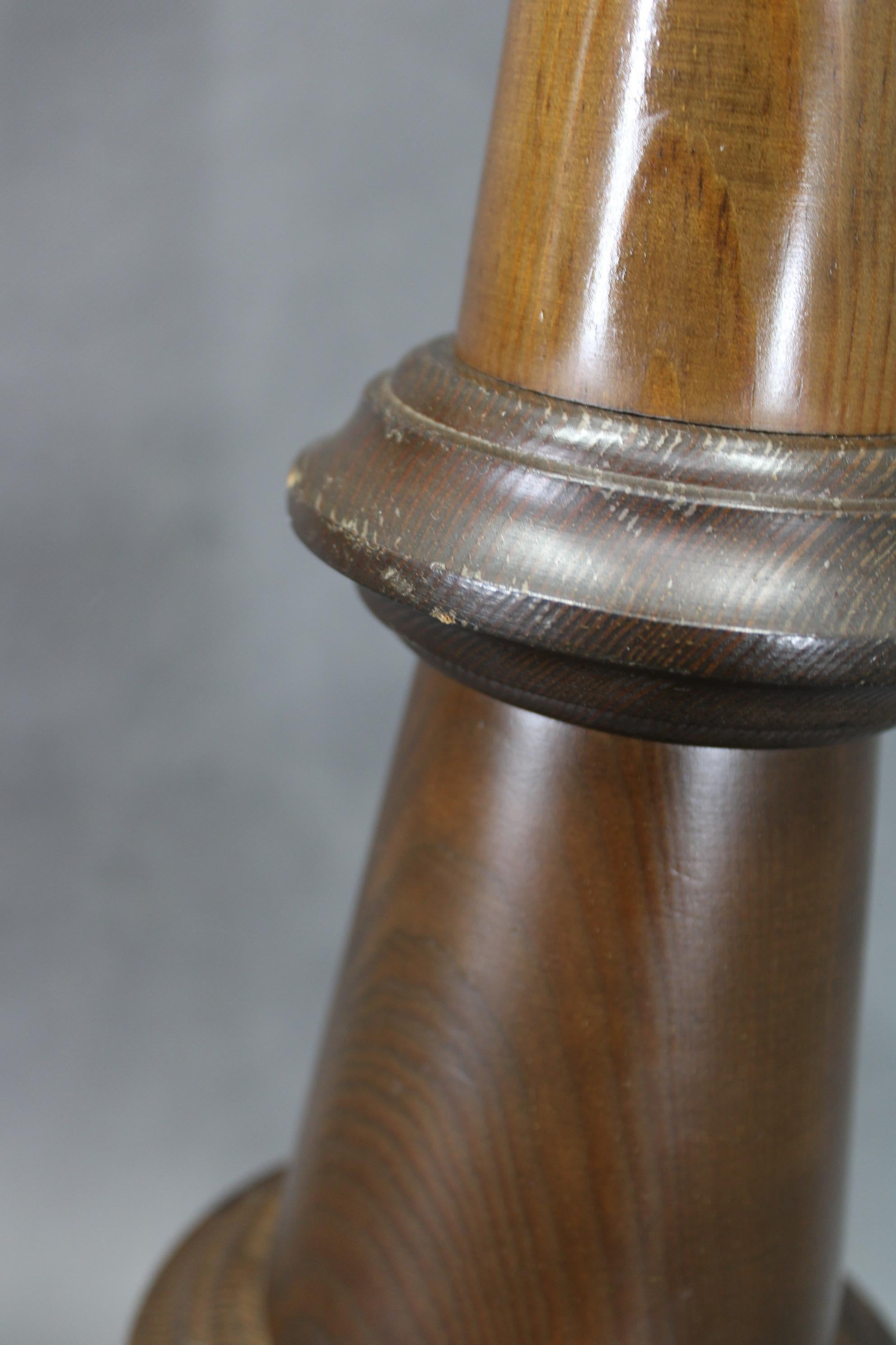 1940s Wooden Floor Lamp with  Glass Shade For Sale 4