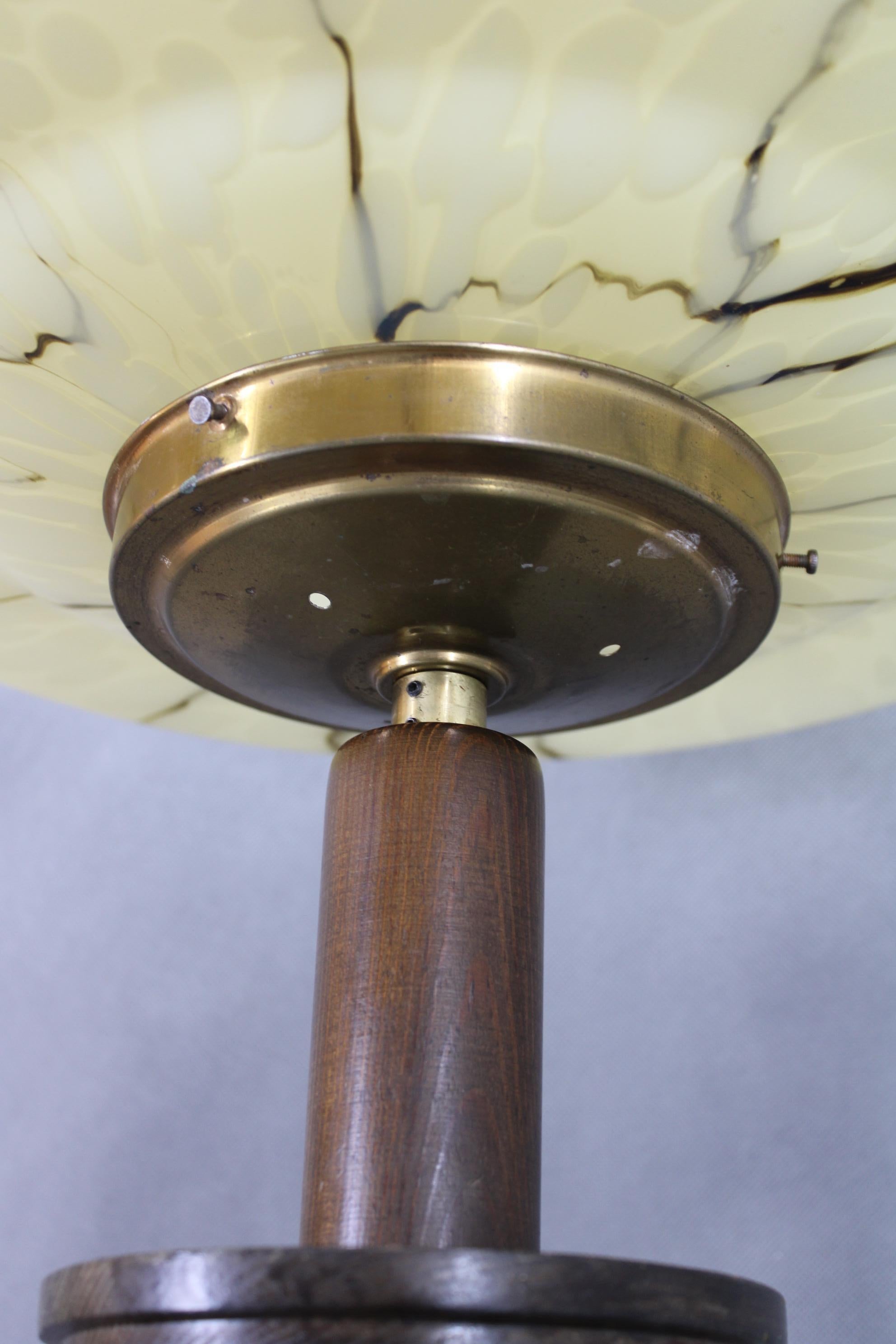 1940s Wooden Floor Lamp with  Glass Shade For Sale 5