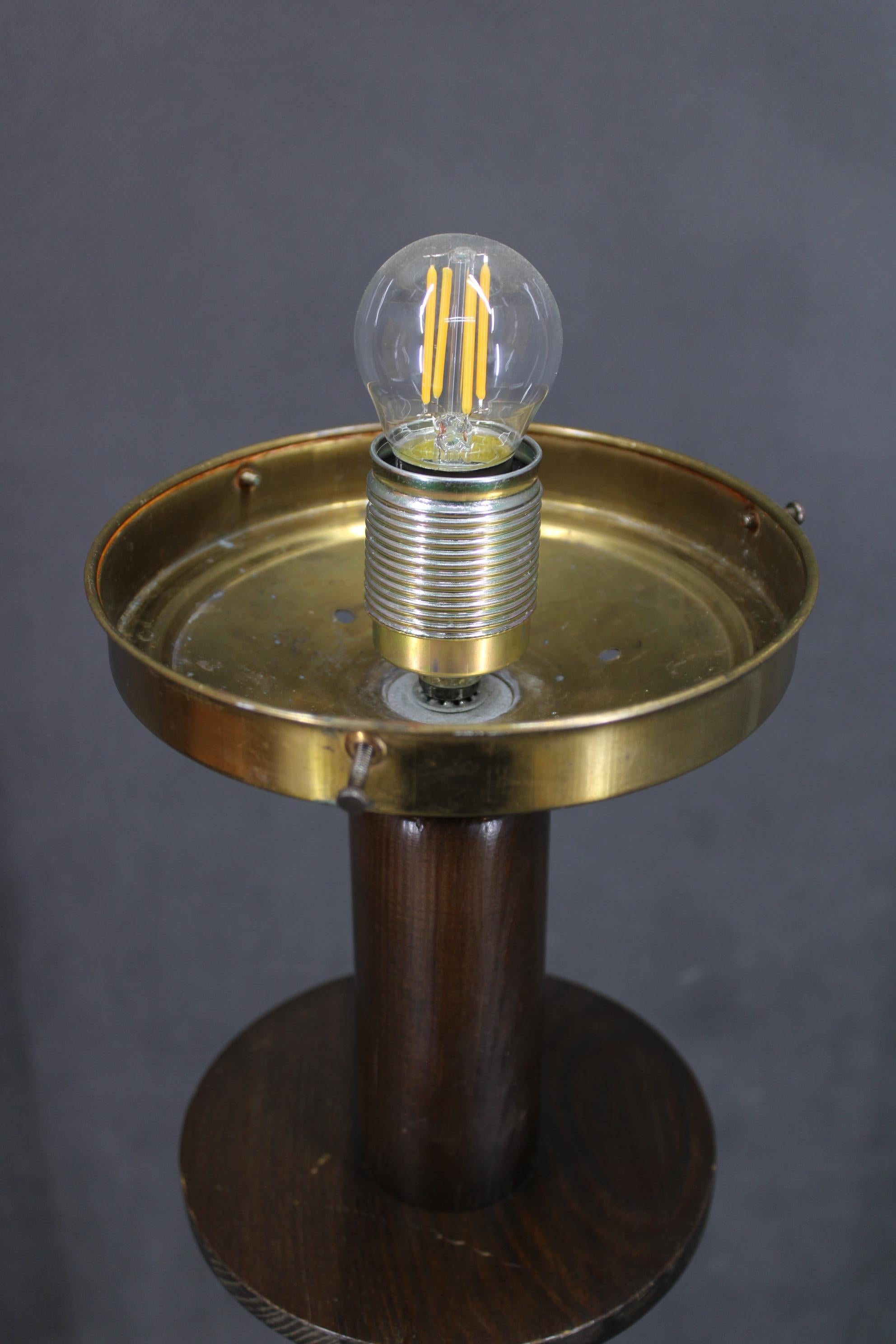 1940s Wooden Floor Lamp with  Glass Shade For Sale 6