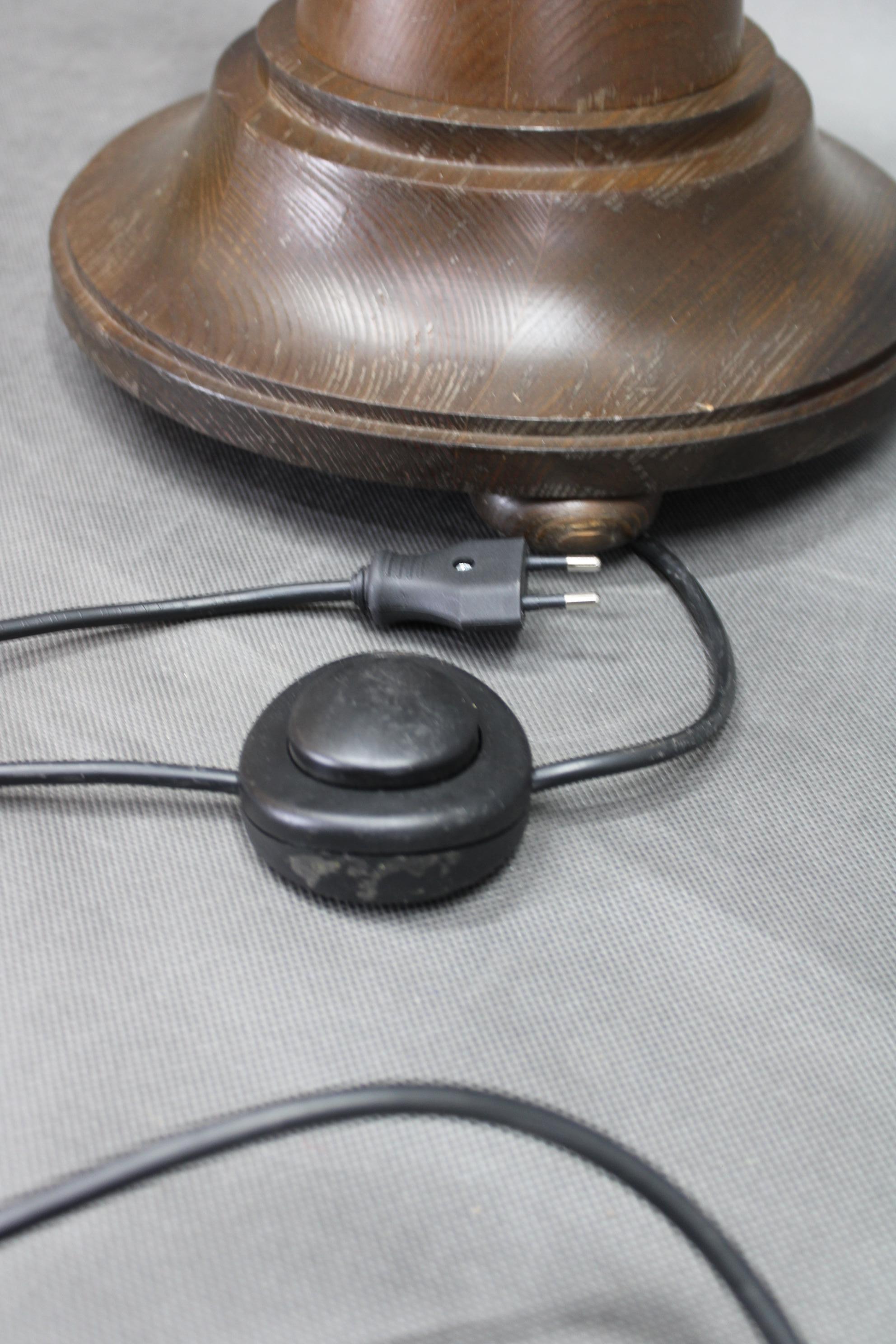 1940s Wooden Floor Lamp with  Glass Shade For Sale 3