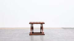 1940s Wooden, Leather Seat Stool by Poul Hundevad