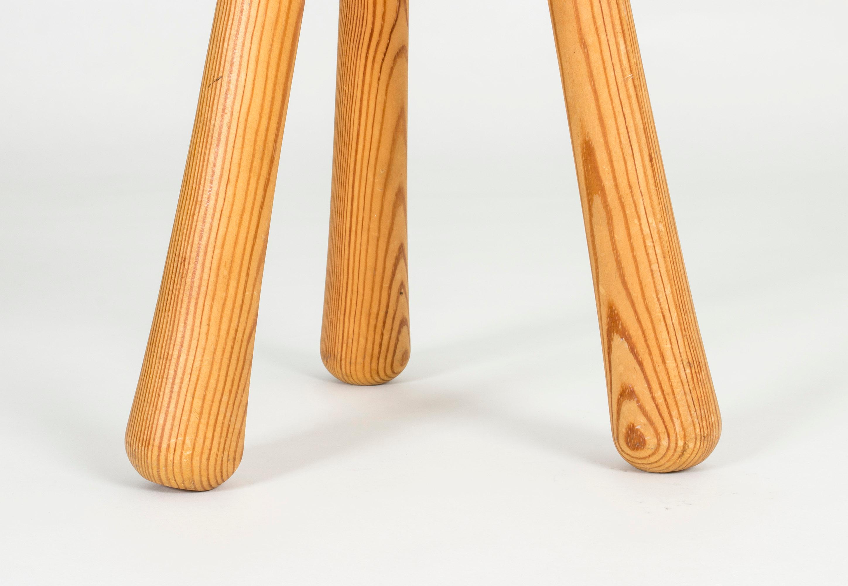 Pine 1940s Wooden Stool by Ingvar Hildingsson