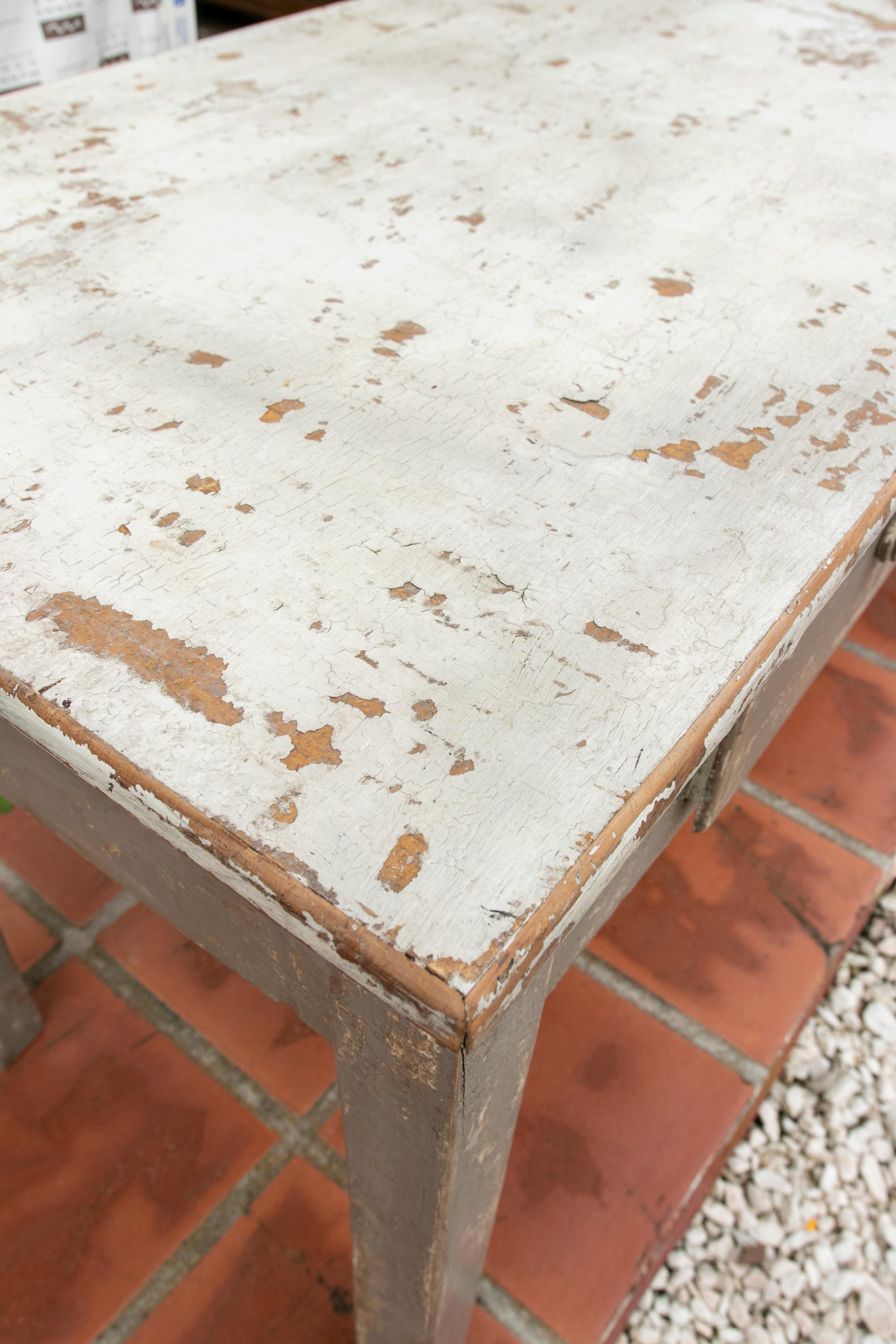 1940s Wooden Table with Polychrome Drawers in Grey Tones 1