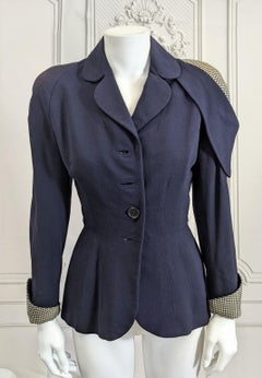 1940's Wool Cold Shoulder Houndstooth Jacket