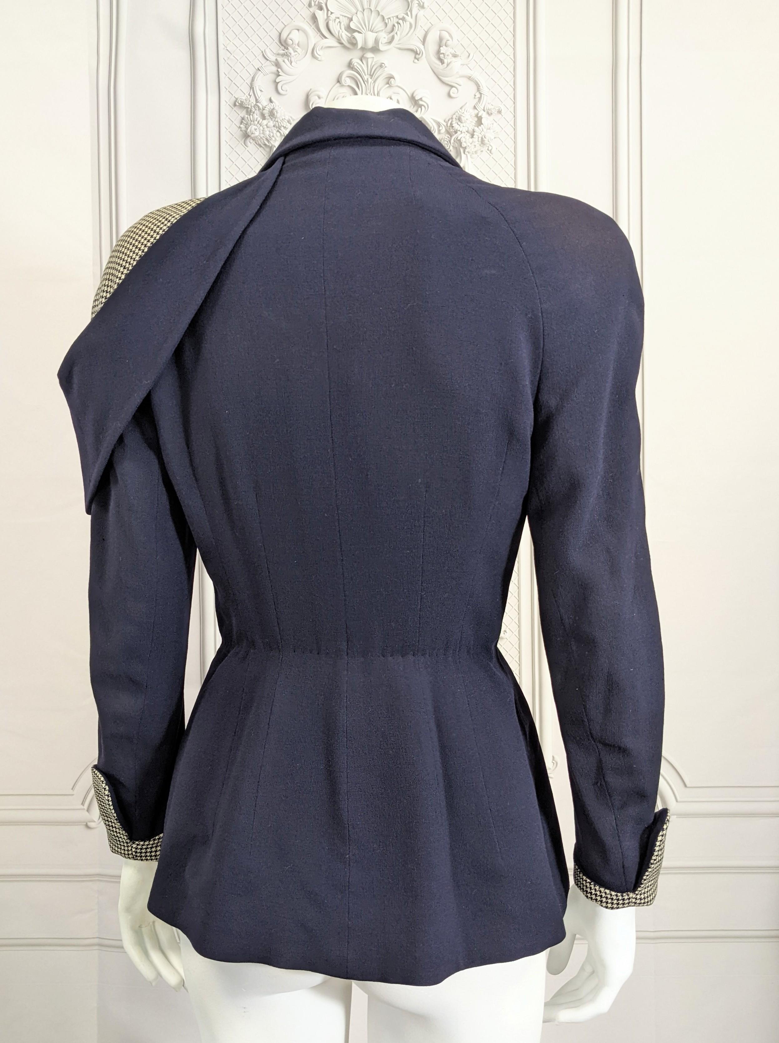 Women's 1940's Wool Cold Shoulder Houndstooth Jacket For Sale
