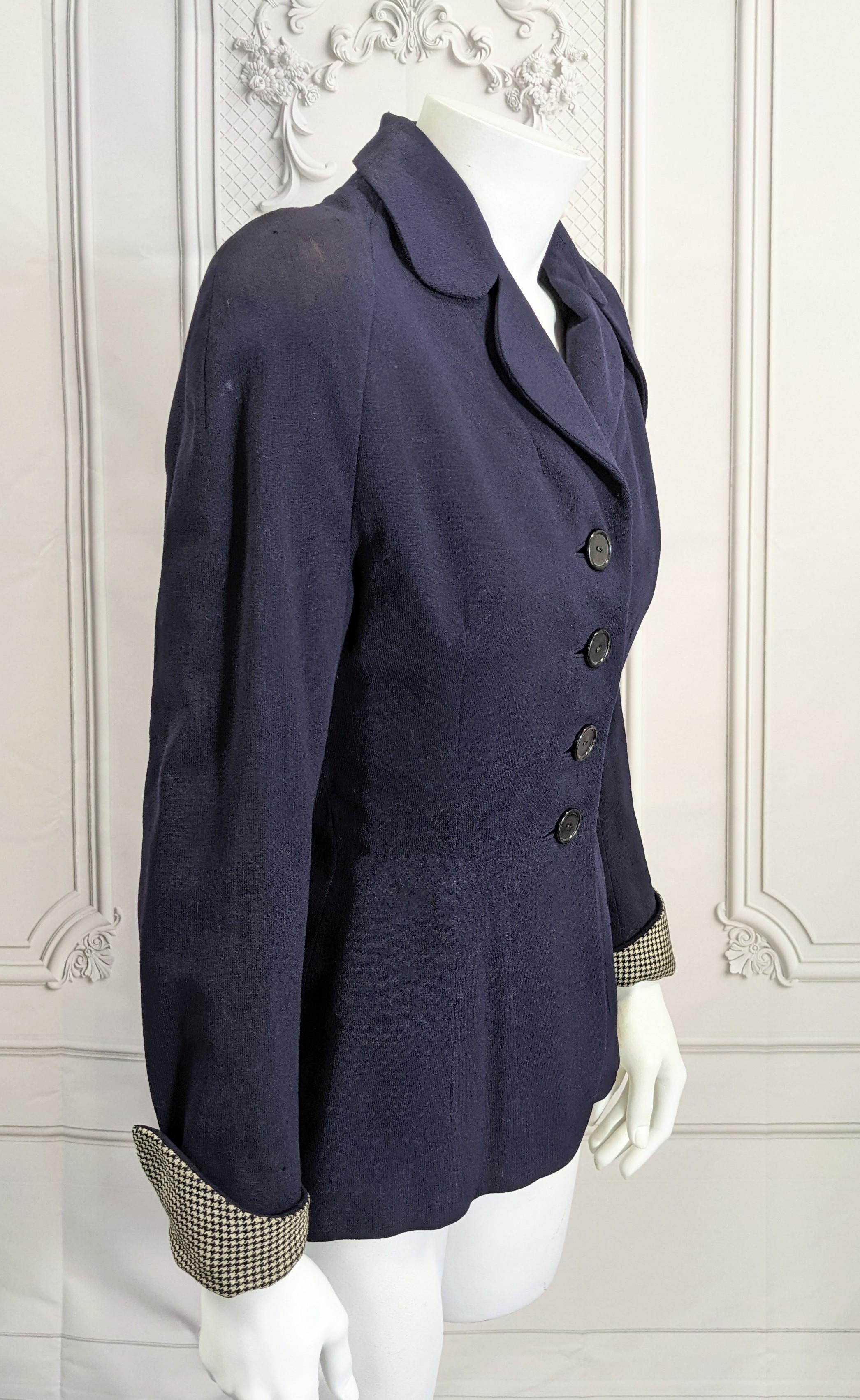 1940's Wool Cold Shoulder Houndstooth Jacket For Sale 1