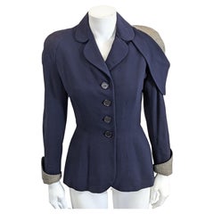 1940's Wool Cold Shoulder Houndstooth Jacket