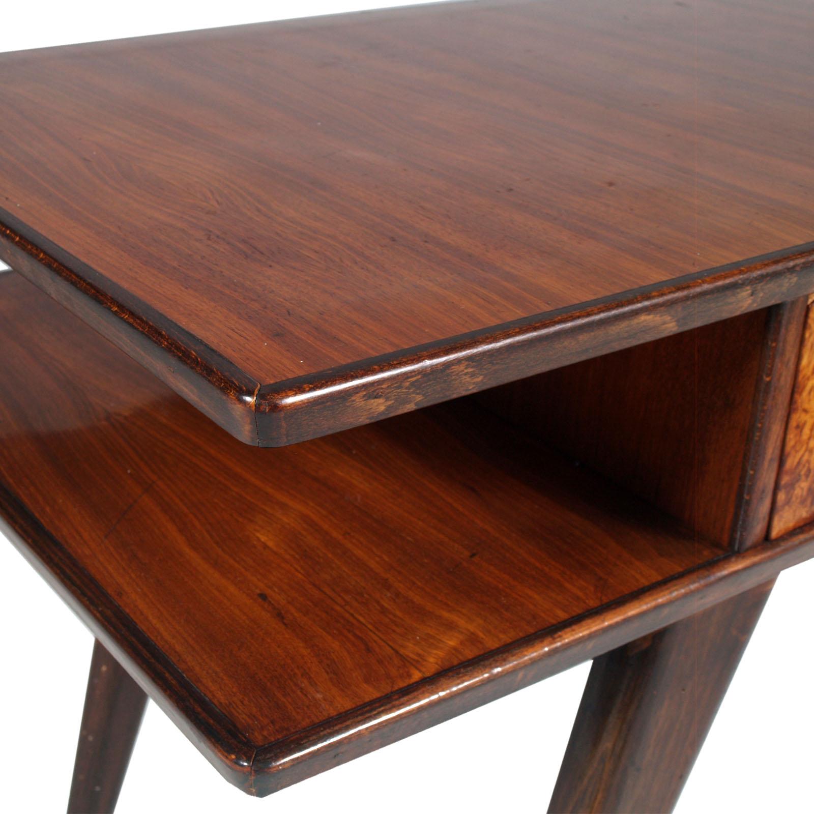 1940s Writing Desk by Ico Parisi for Brugnoli Mobili, Cantu, Wax-Polished In Good Condition For Sale In Vigonza, Padua