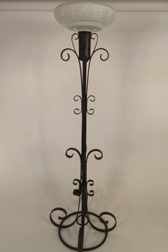 1940s Wrought Iron Floor Lamp