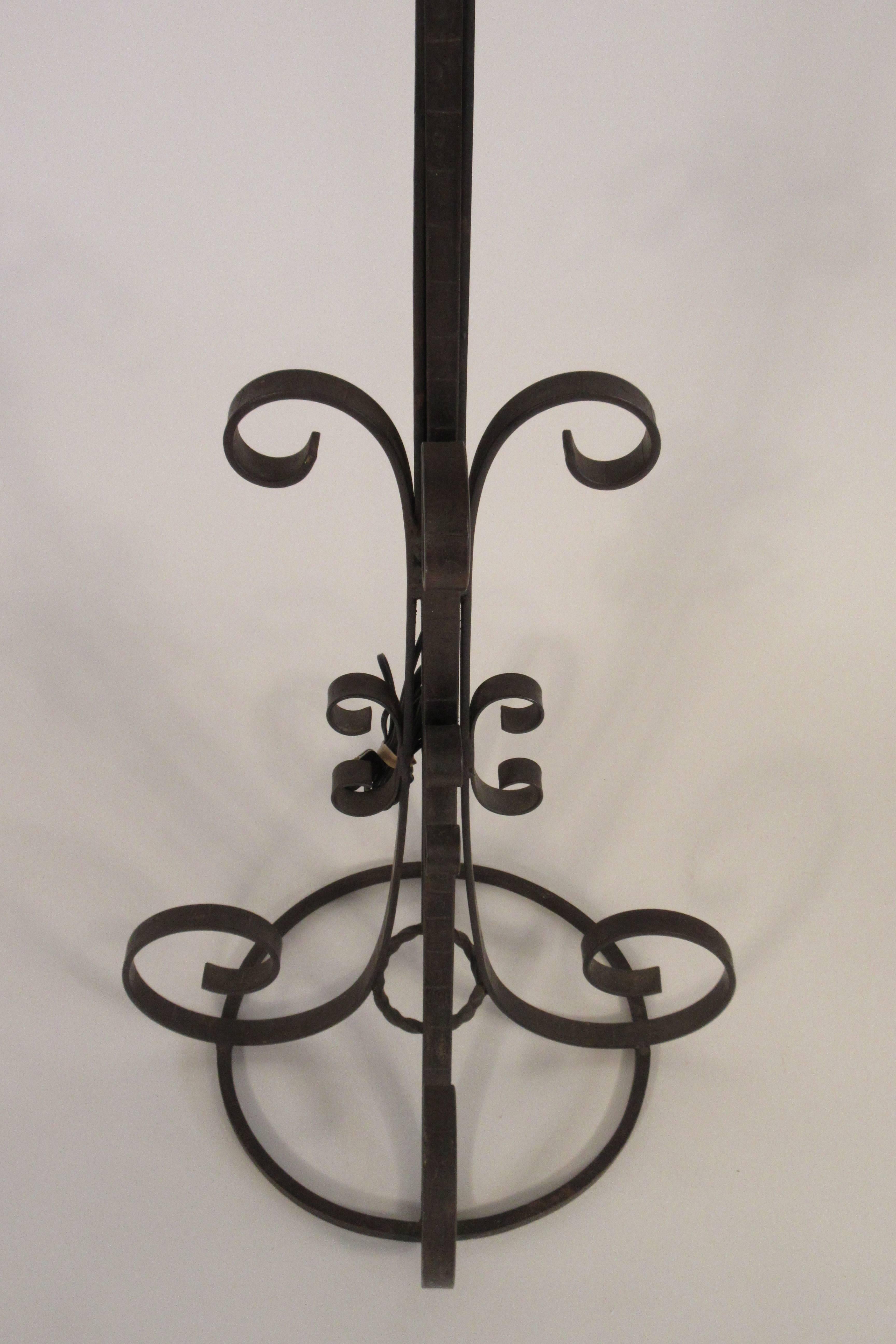 1940s Wrought Iron Floor Lamp For Sale 4