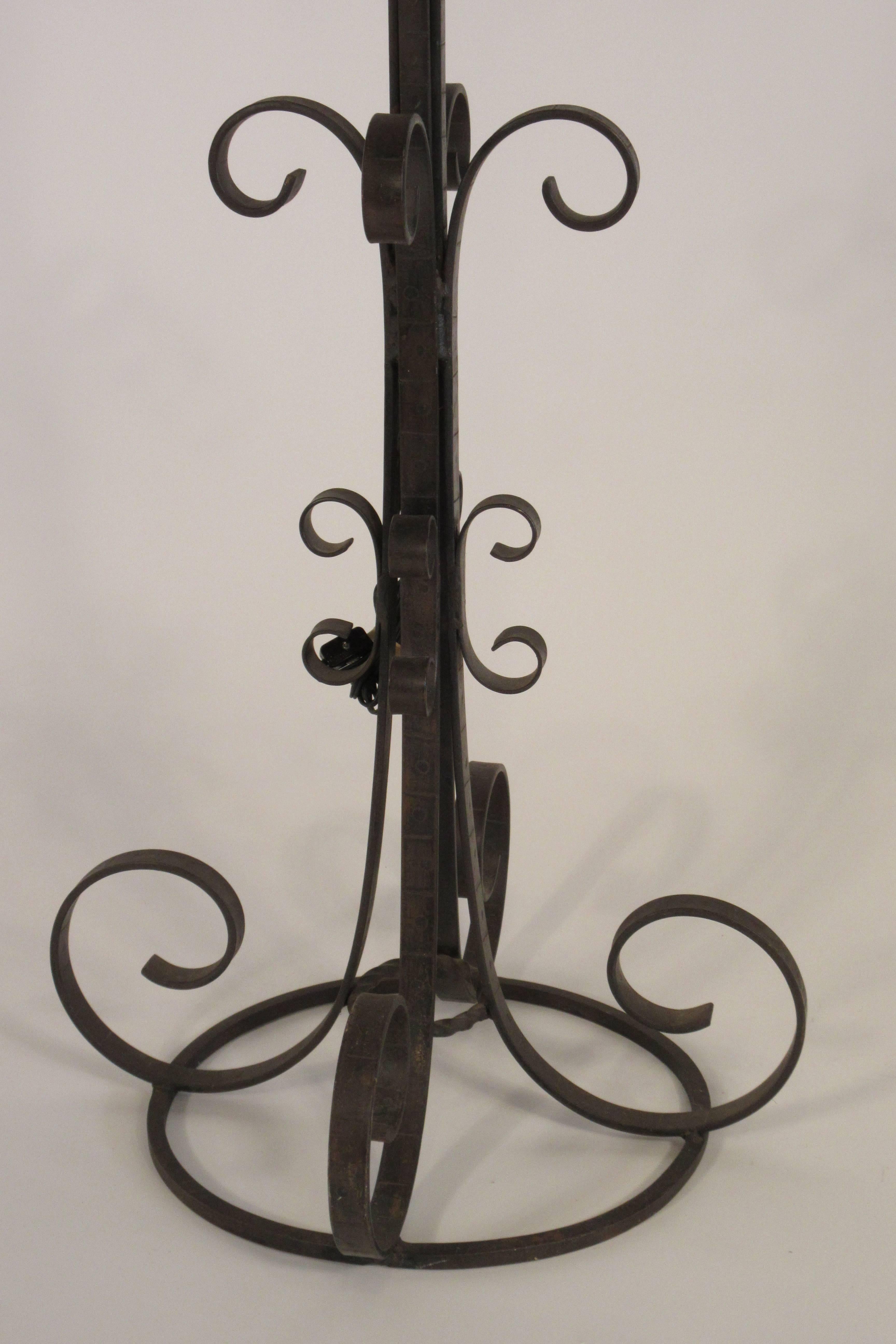 1940s Wrought Iron Floor Lamp For Sale 5