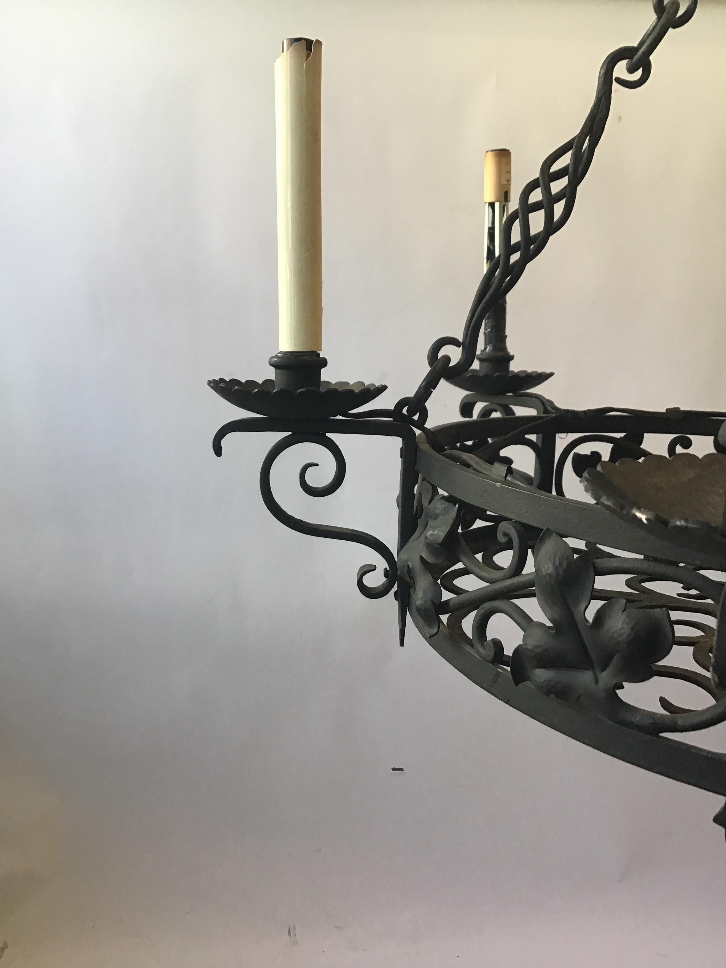 round wrought iron chandelier