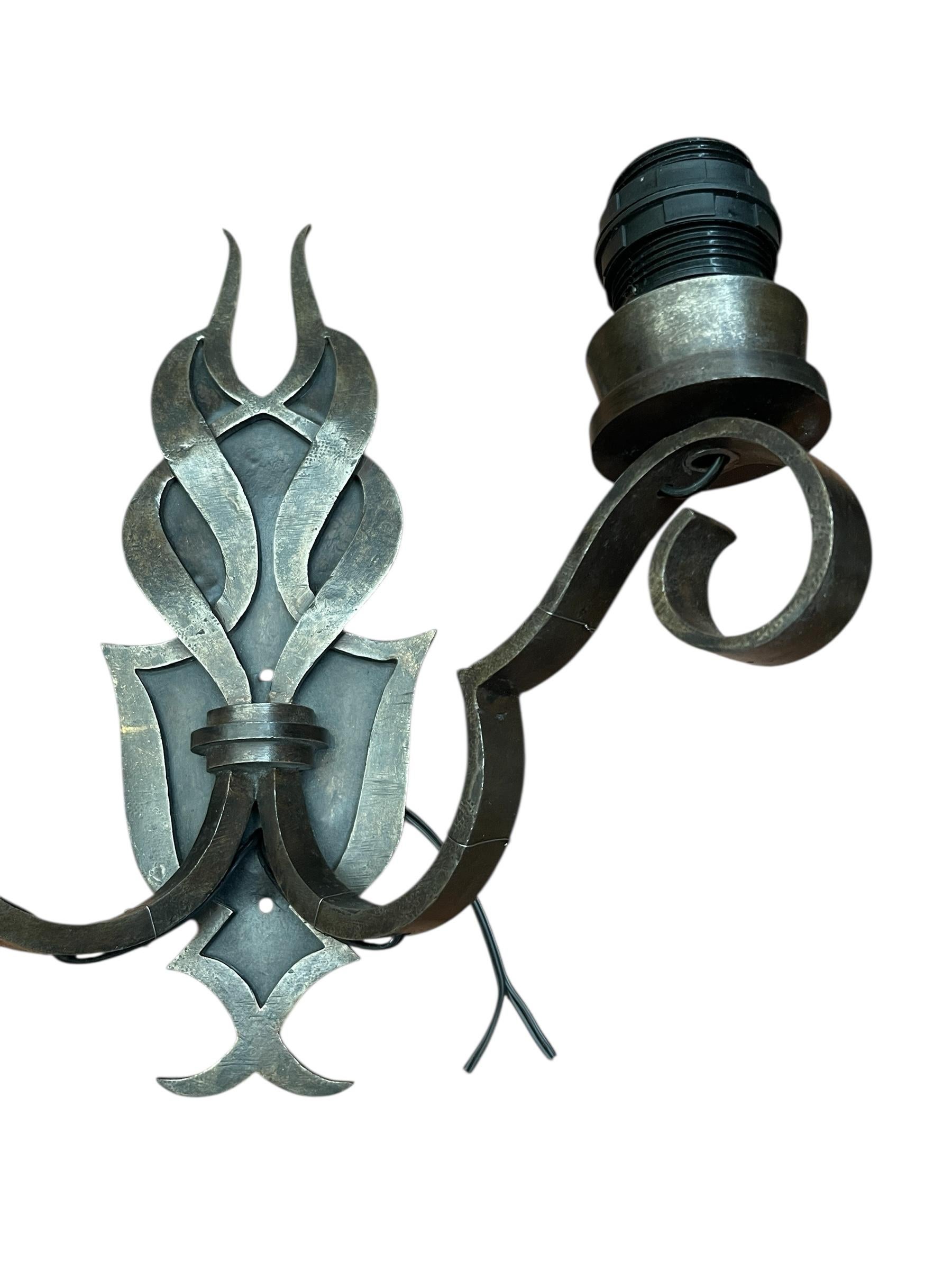 1940's Wrought iron sconces attributed to Raymond Subes For Sale 1