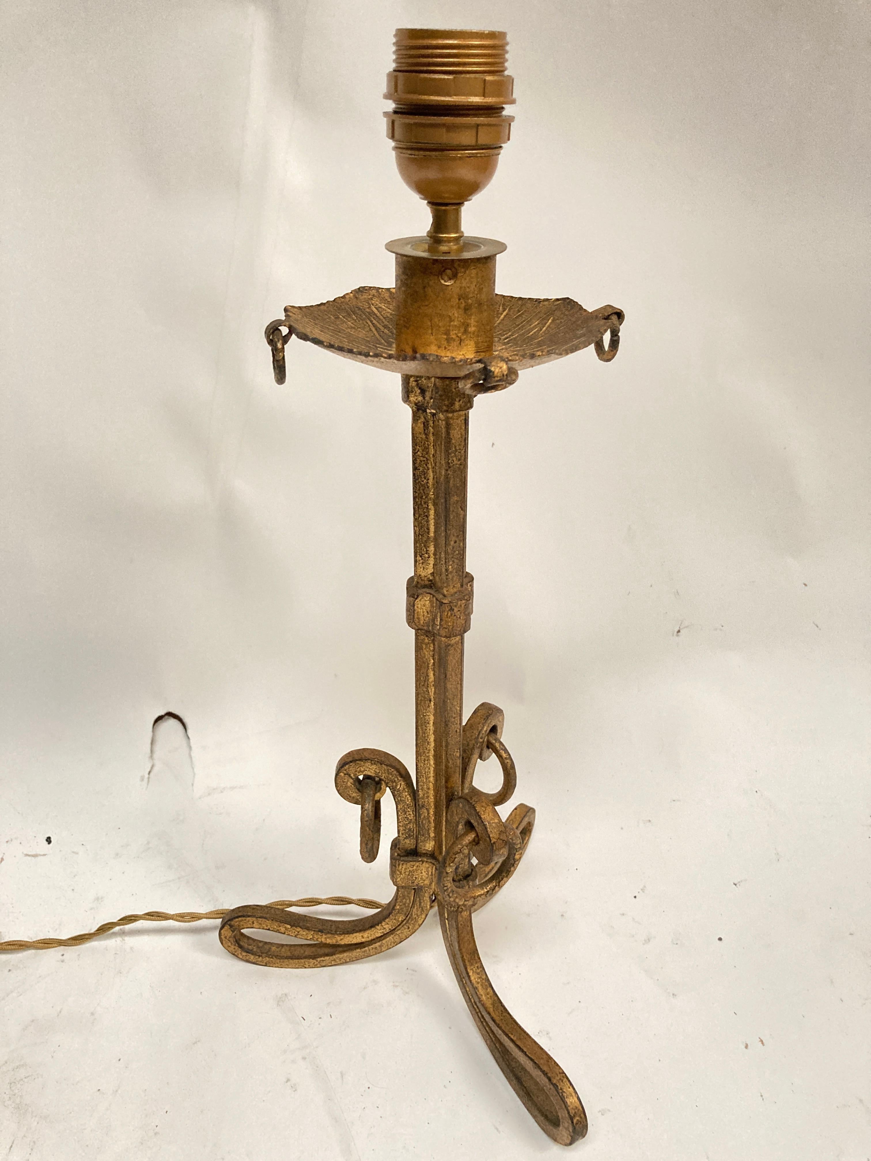 French 1940's Wrought iron table lamp By Maison Ramsay For Sale