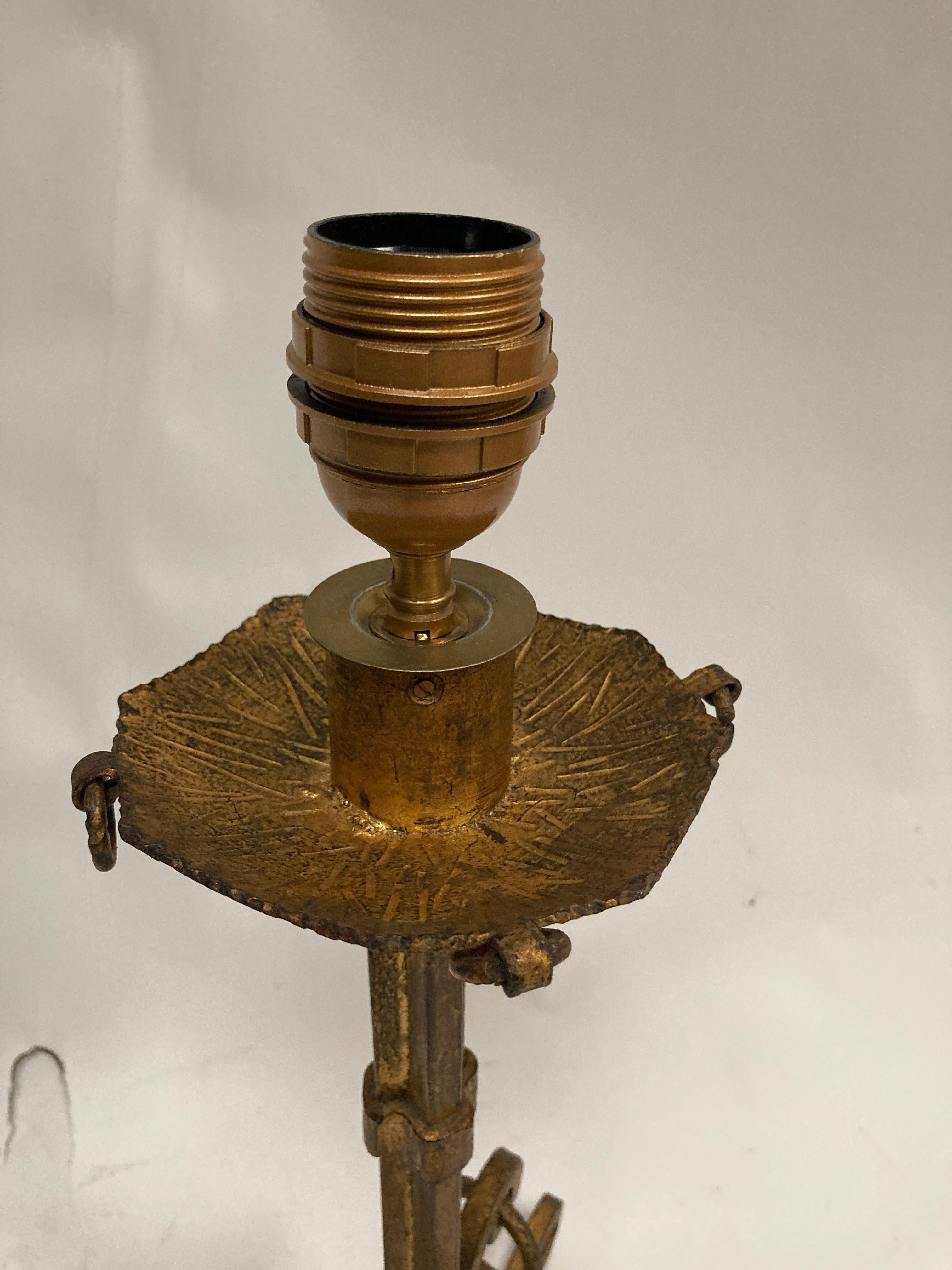 Milieu du XXe siècle Lampe de table en fer forgé des années 1940 par Maison Ramsay en vente