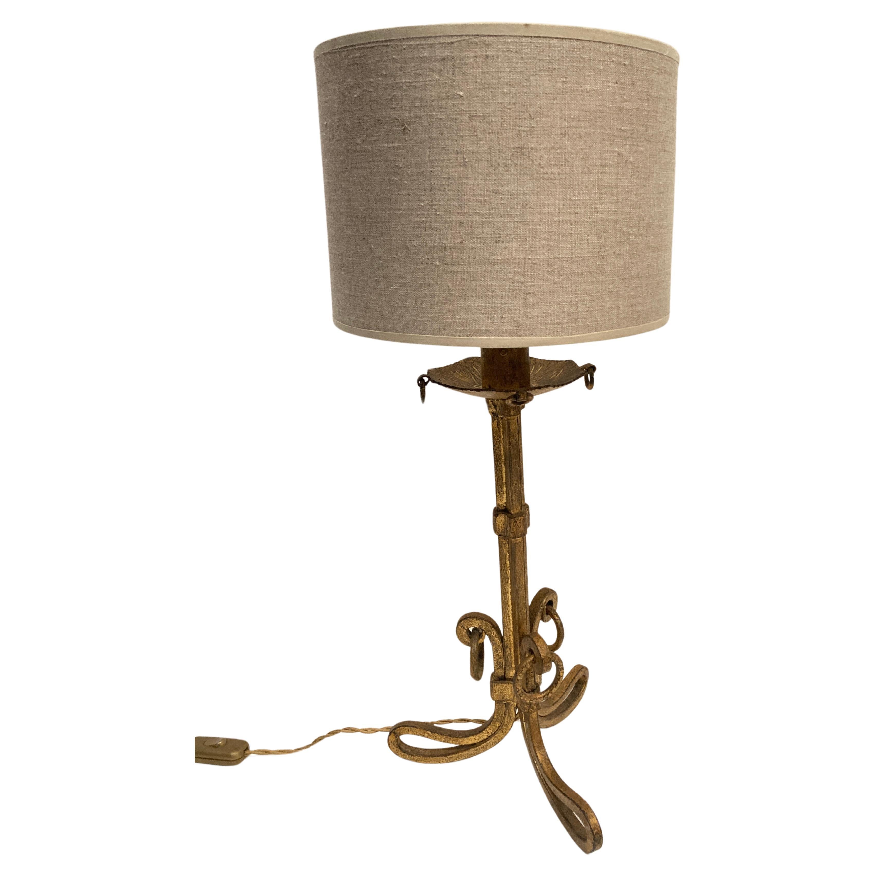 1940's Wrought iron table lamp By Maison Ramsay For Sale