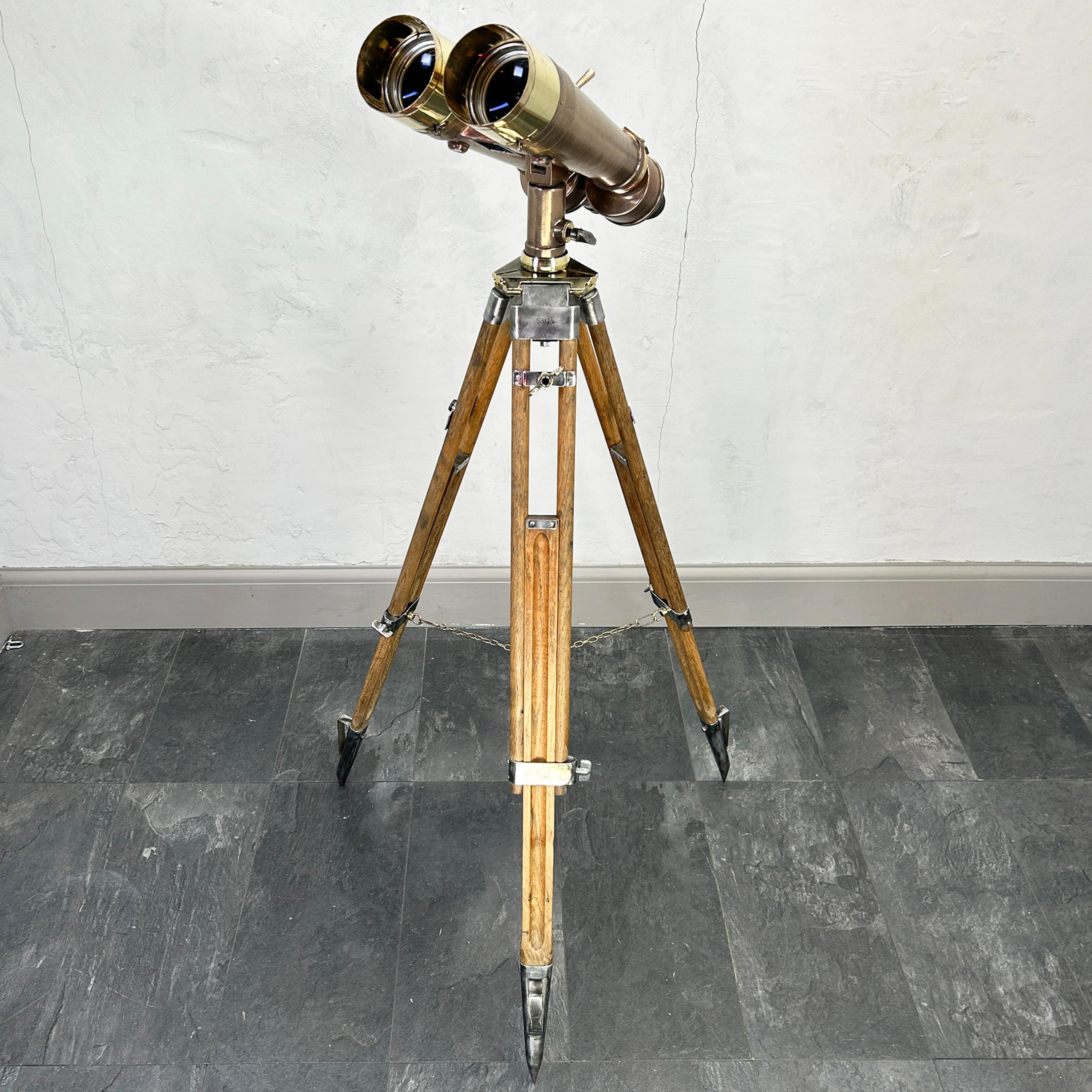 Binocolo navale Nikon 15 x 80 a 4 gradi della seconda guerra mondiale del 1940 - Bronzo con scatola originale 3