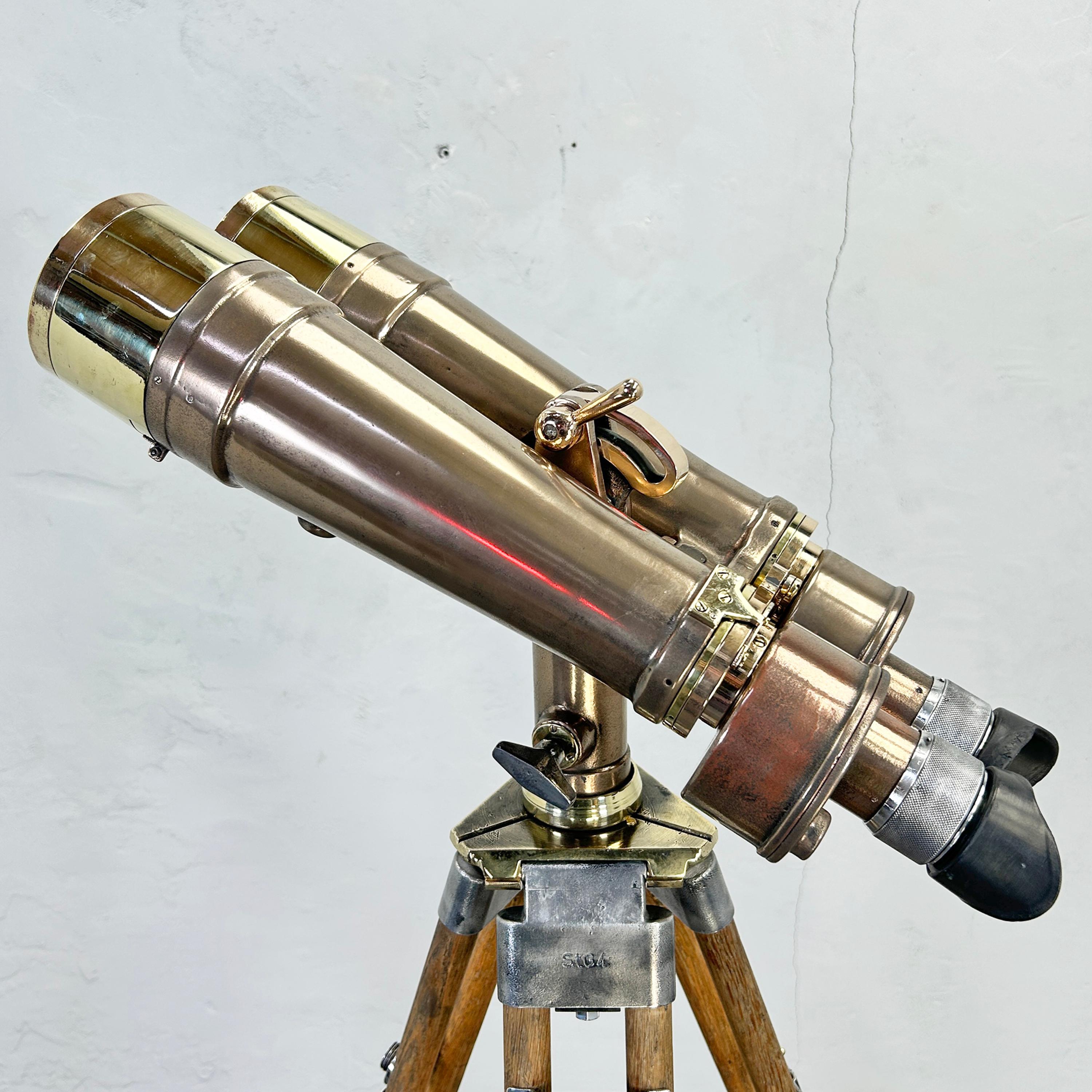 Binocolo navale Nikon 15 x 80 a 4 gradi della seconda guerra mondiale del 1940 - Bronzo con scatola originale 4