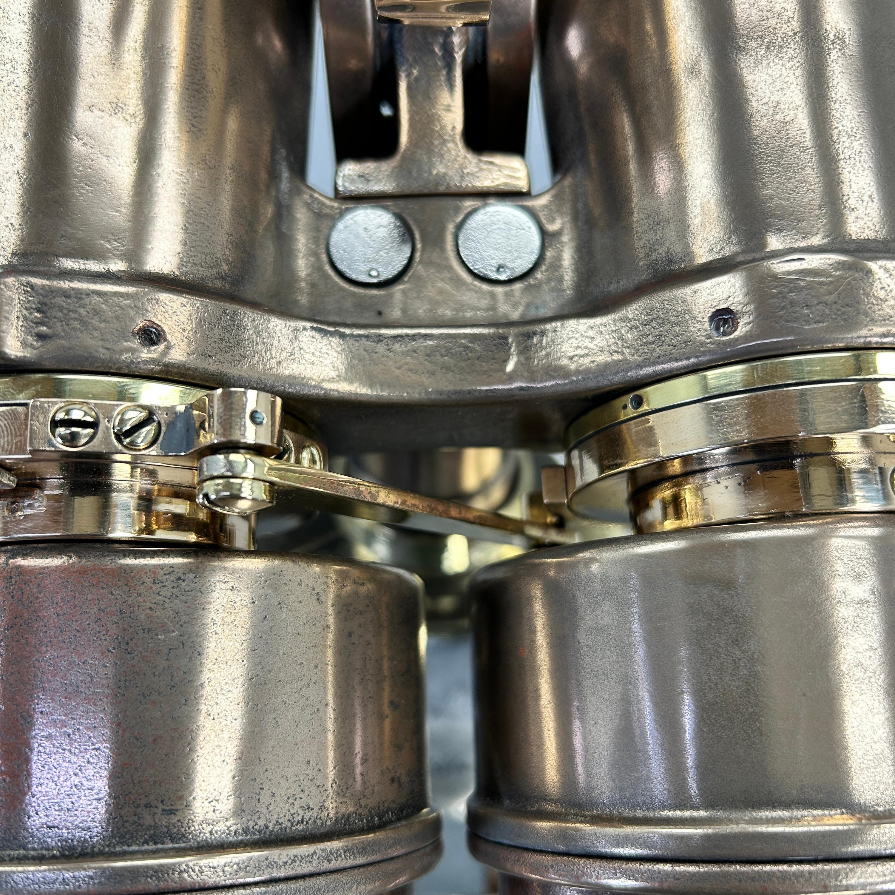 Binocolo navale Nikon 15 x 80 a 4 gradi della seconda guerra mondiale del 1940 - Bronzo con scatola originale 6
