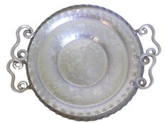 1940s X-Large Pair Hand Forged Aluminum Trays w. Reptilian Like Handles