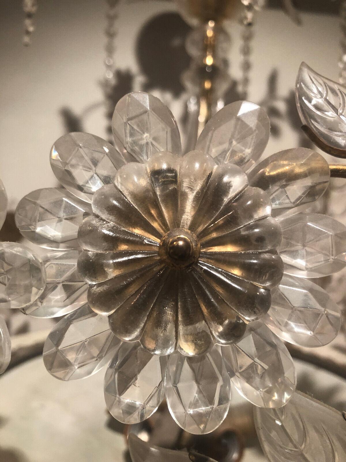 Mid-20th Century 1940's XL Hollywood Regency Cut Crystal Flower Bouquet Attrib. Maison Bagues For Sale