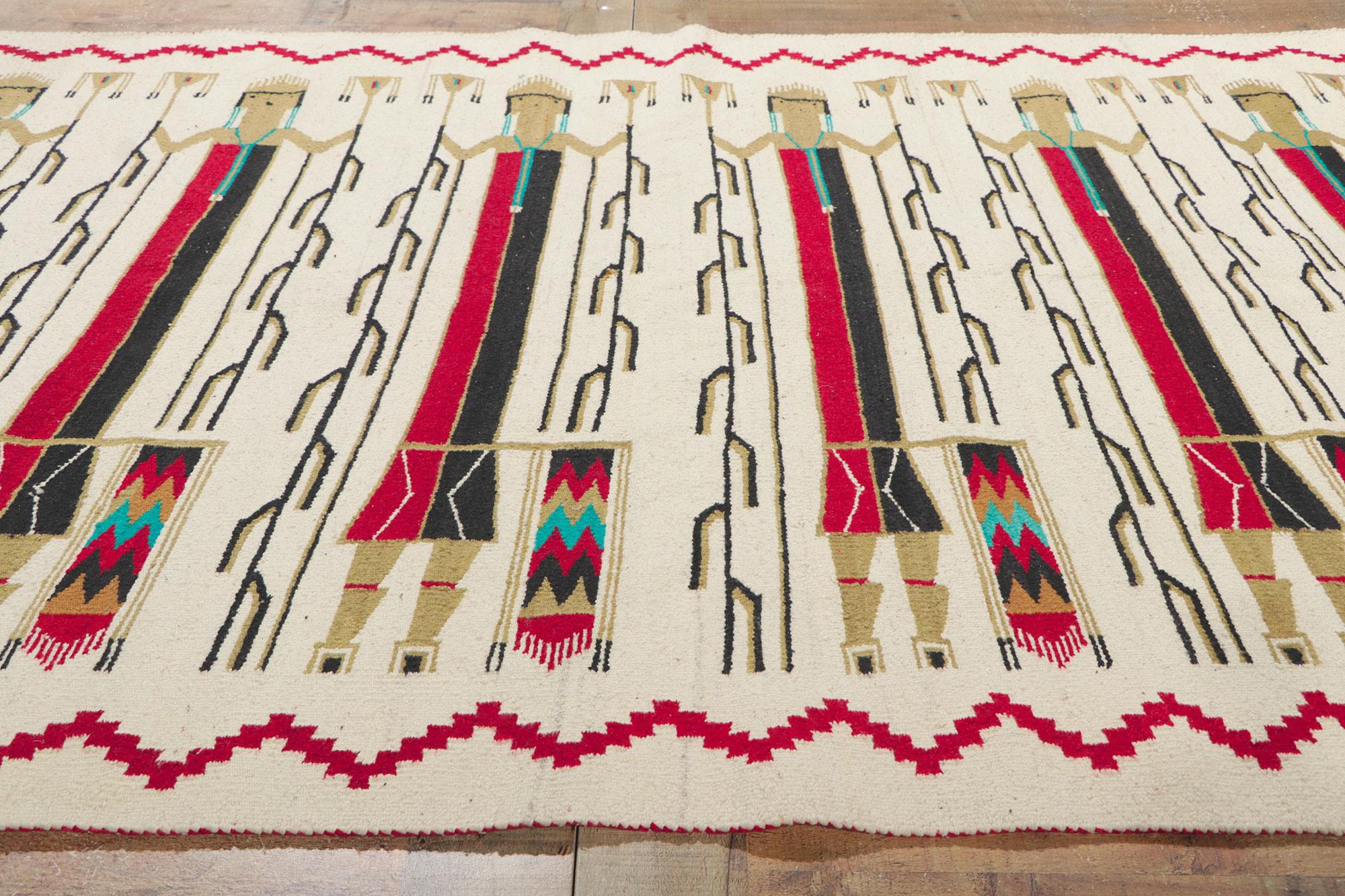 Antique Southwestern-Style Yeibichai-Figure Kilim Rug Early 20th Century In Good Condition For Sale In Dallas, TX
