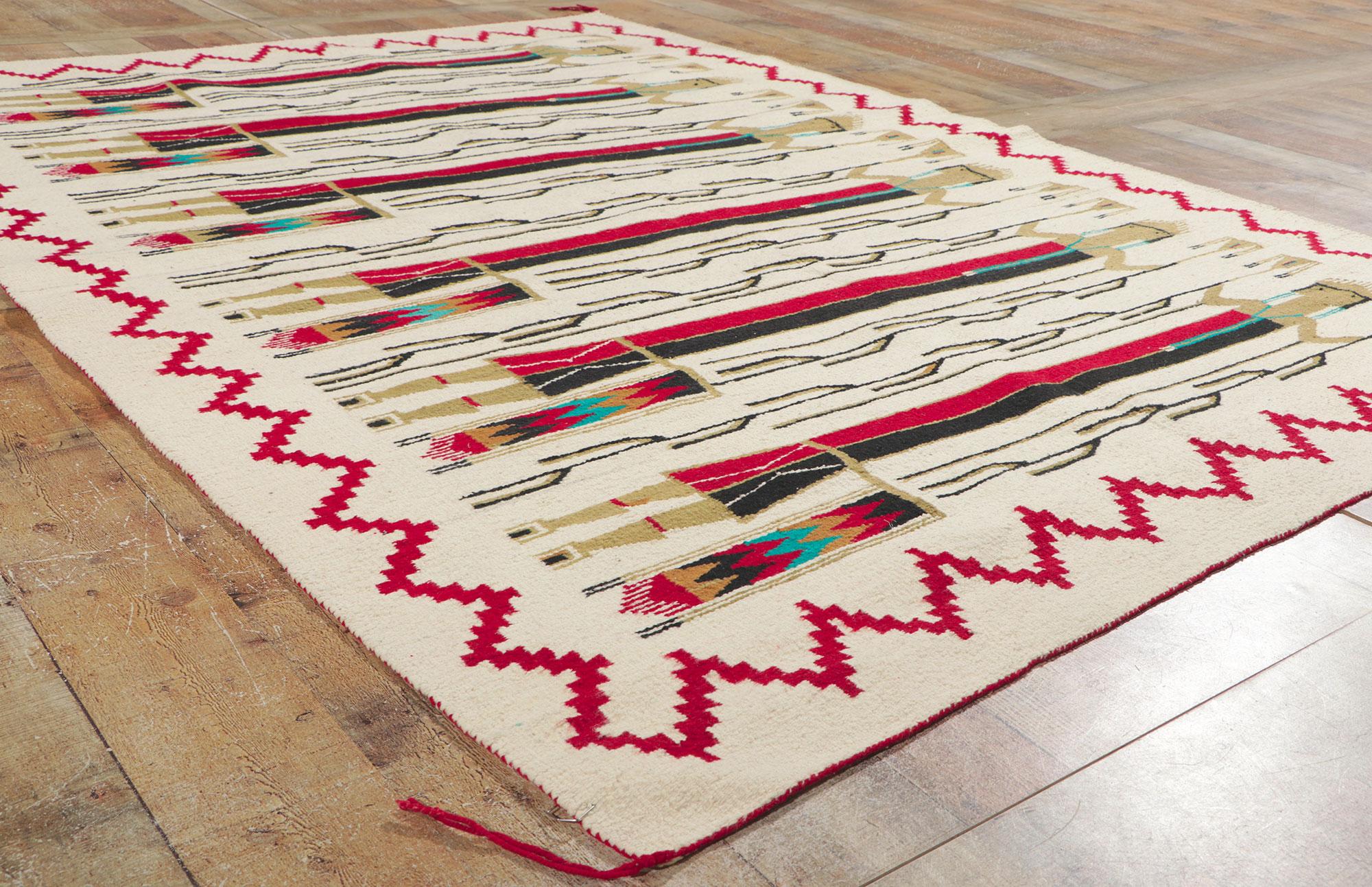 Hand-Woven Antique Southwestern-Style Yeibichai-Figure Kilim Rug Early 20th Century For Sale