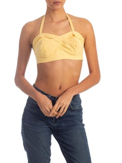 1940S Yellow Cotton Halter Bra Top