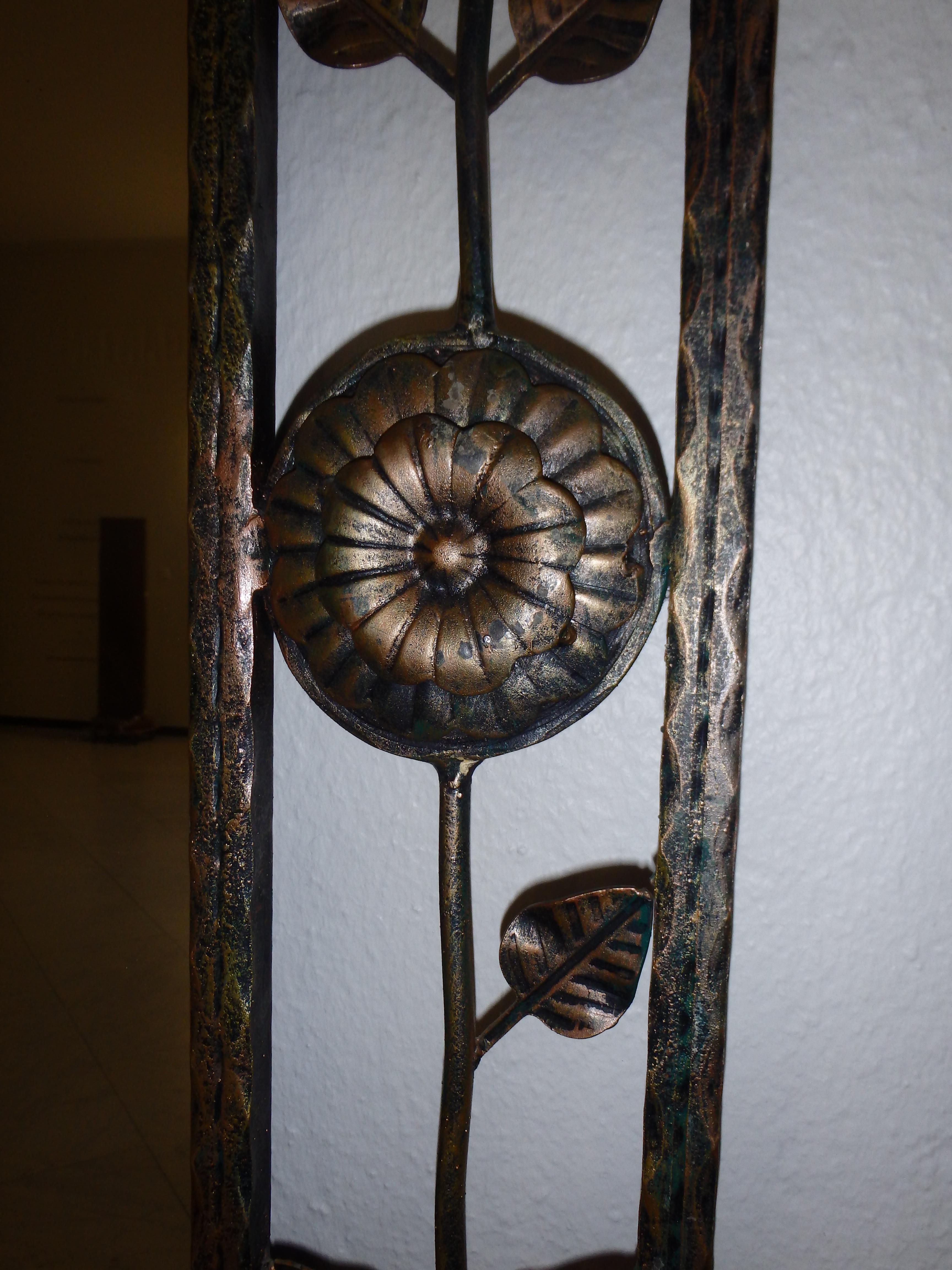 1940thies Art Deco wrought iron green console marble top with mirror In Good Condition For Sale In Schöfflisdorf, CH