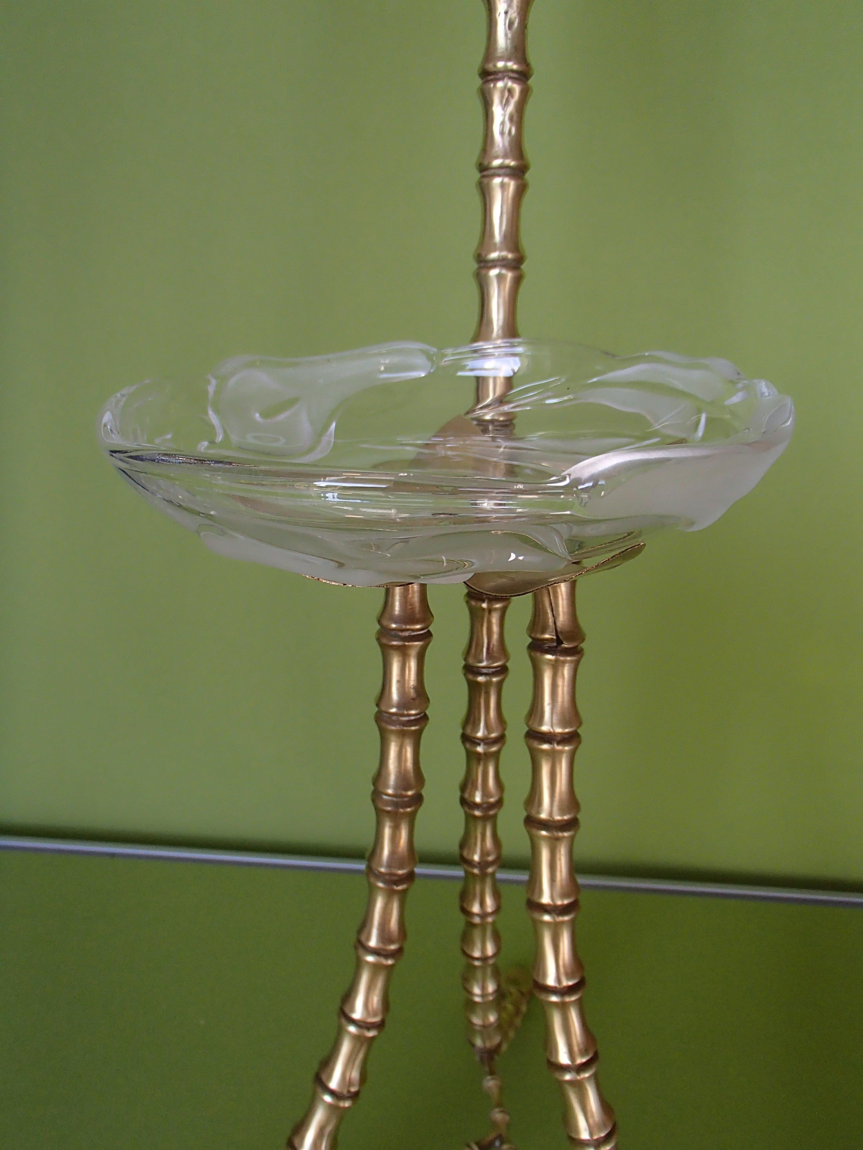 1940thies Brass and Glass Top Side Table Bamboo Style Maison Baguès For Sale 2