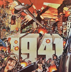 1941 Italian Movie Poster, Colorful Comic War Art, 1970s, Folded