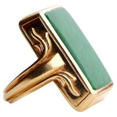 1941 Art Deco Nordic Ring 15ct Jade solid 18K Gold ØUS 3.5 / 10 gr