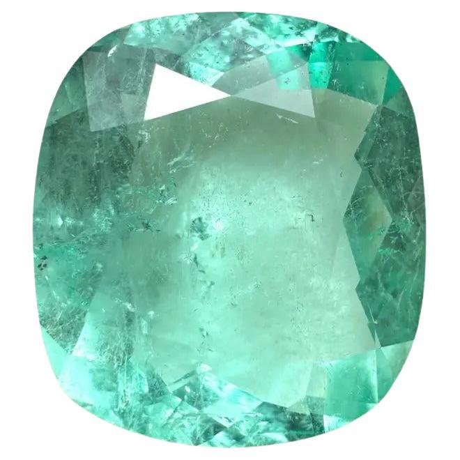 19.41 Carat Pastel Green Colombian Emerald - Cushion Cut VS Clarity Chivor Gem For Sale