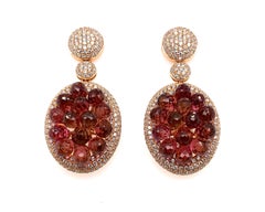 Sunita Nahata Pink Tourmaline 19.41ct. Earrings in 18KRG with Diamond.
