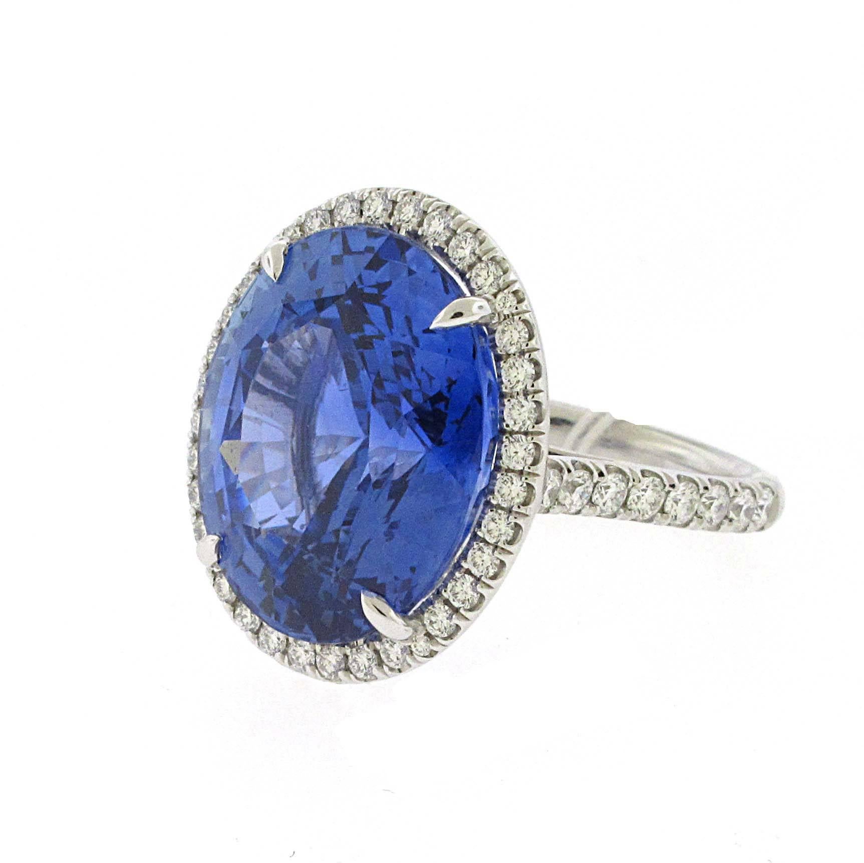 Modern 19.41 Carat Ceylon Heated Sapphire Ring, GIA Certified Sapphire