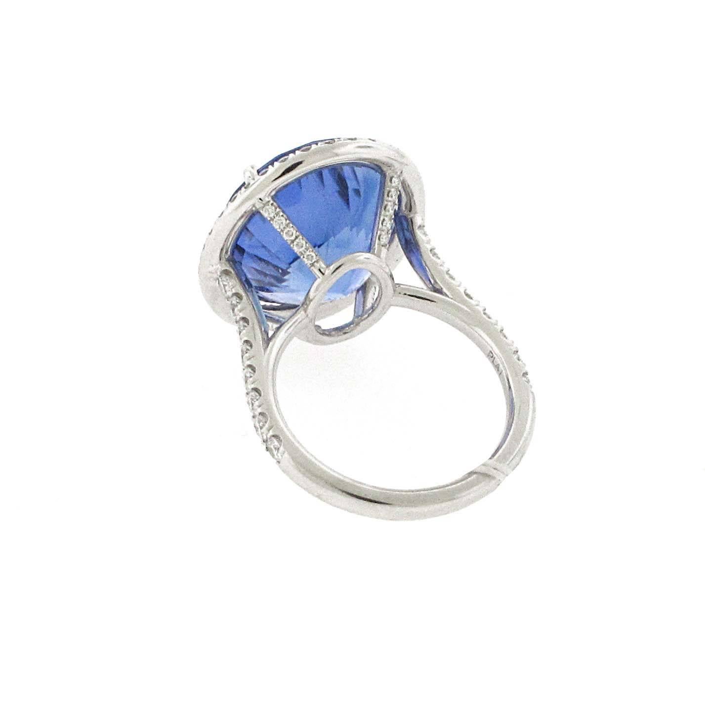 Oval Cut 19.41 Carat Ceylon Heated Sapphire Ring, GIA Certified Sapphire