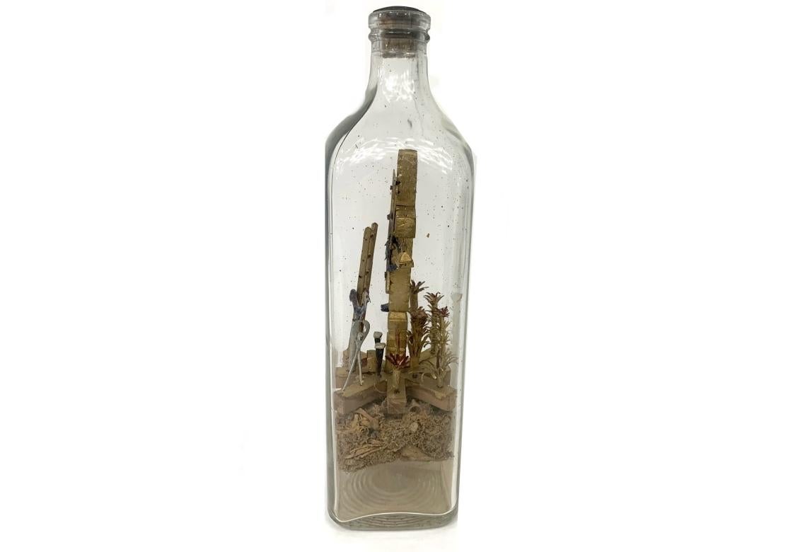 Artisanat Bouteille d'art populaire de 1941 signée et datée en vente