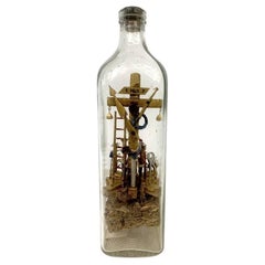 Bouteille d'art populaire de 1941 signée et datée